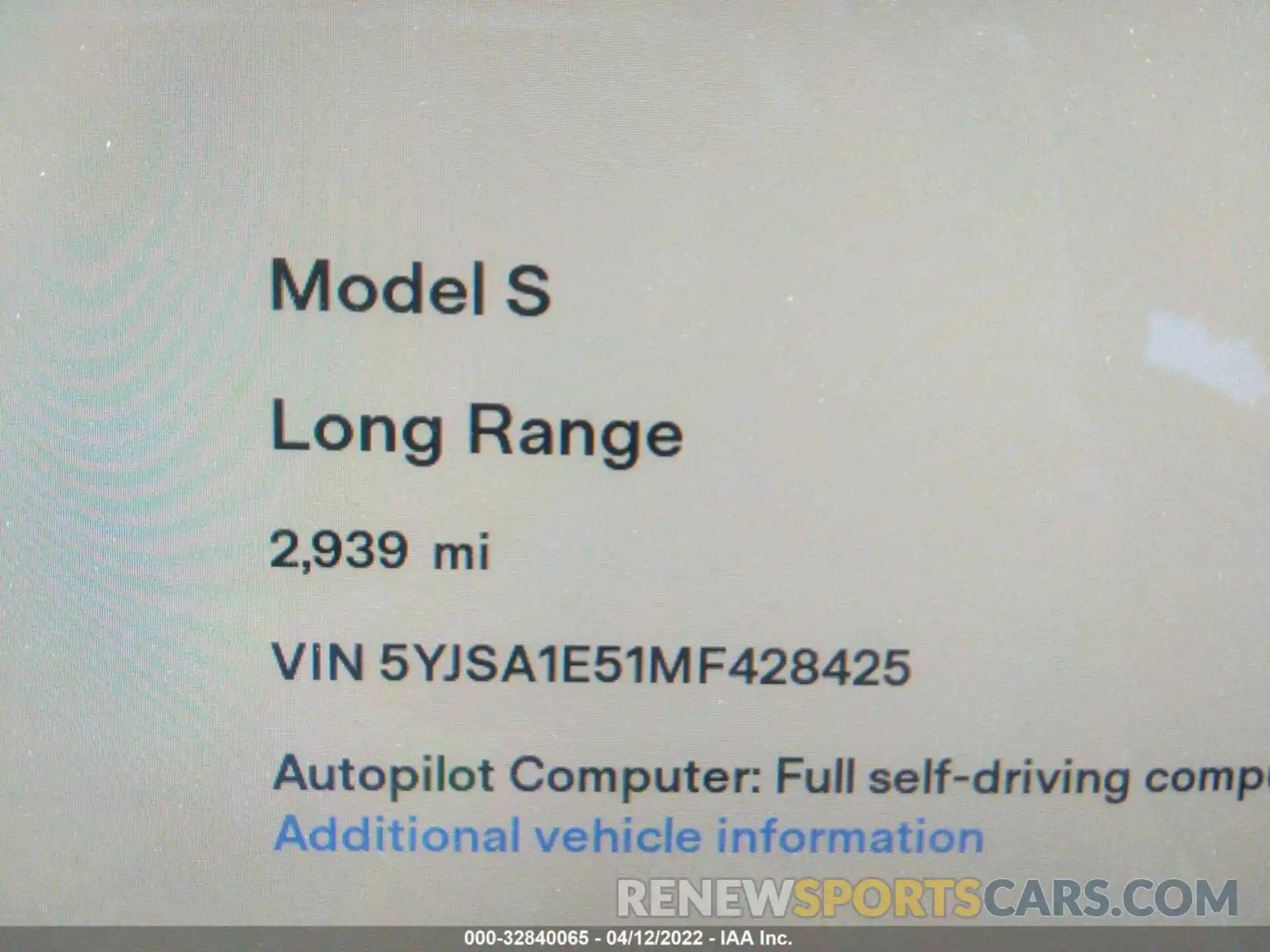 7 Photograph of a damaged car 5YJSA1E51MF428425 TESLA MODEL S 2021