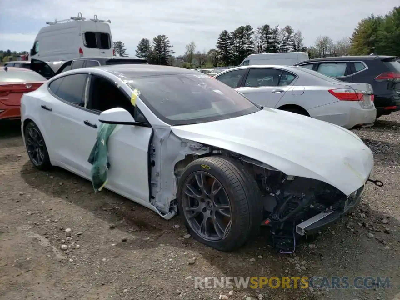 1 Photograph of a damaged car 5YJSA1E51MF456015 TESLA MODEL S 2021