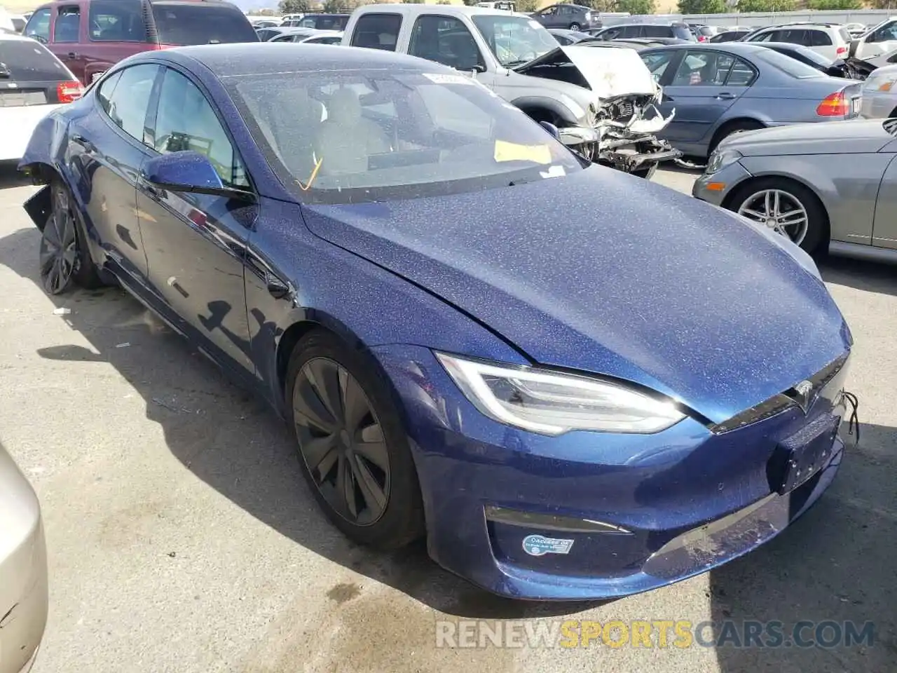 1 Photograph of a damaged car 5YJSA1E52MF437022 TESLA MODEL S 2021