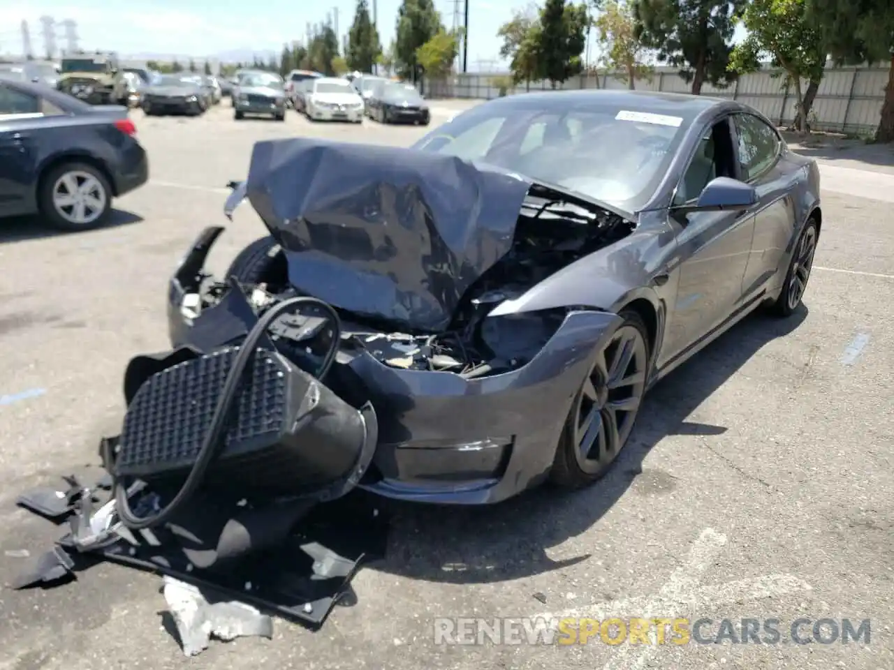 2 Photograph of a damaged car 5YJSA1E55MF428430 TESLA MODEL S 2021