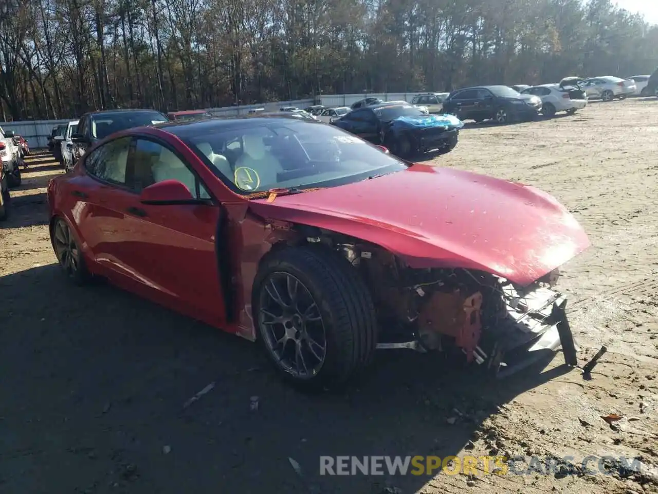 1 Photograph of a damaged car 5YJSA1E55MF451528 TESLA MODEL S 2021