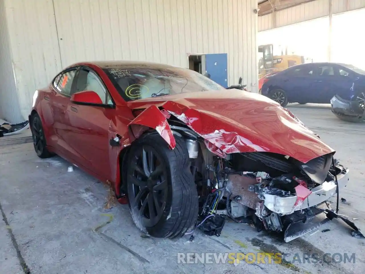 1 Photograph of a damaged car 5YJSA1E55MF451657 TESLA MODEL S 2021