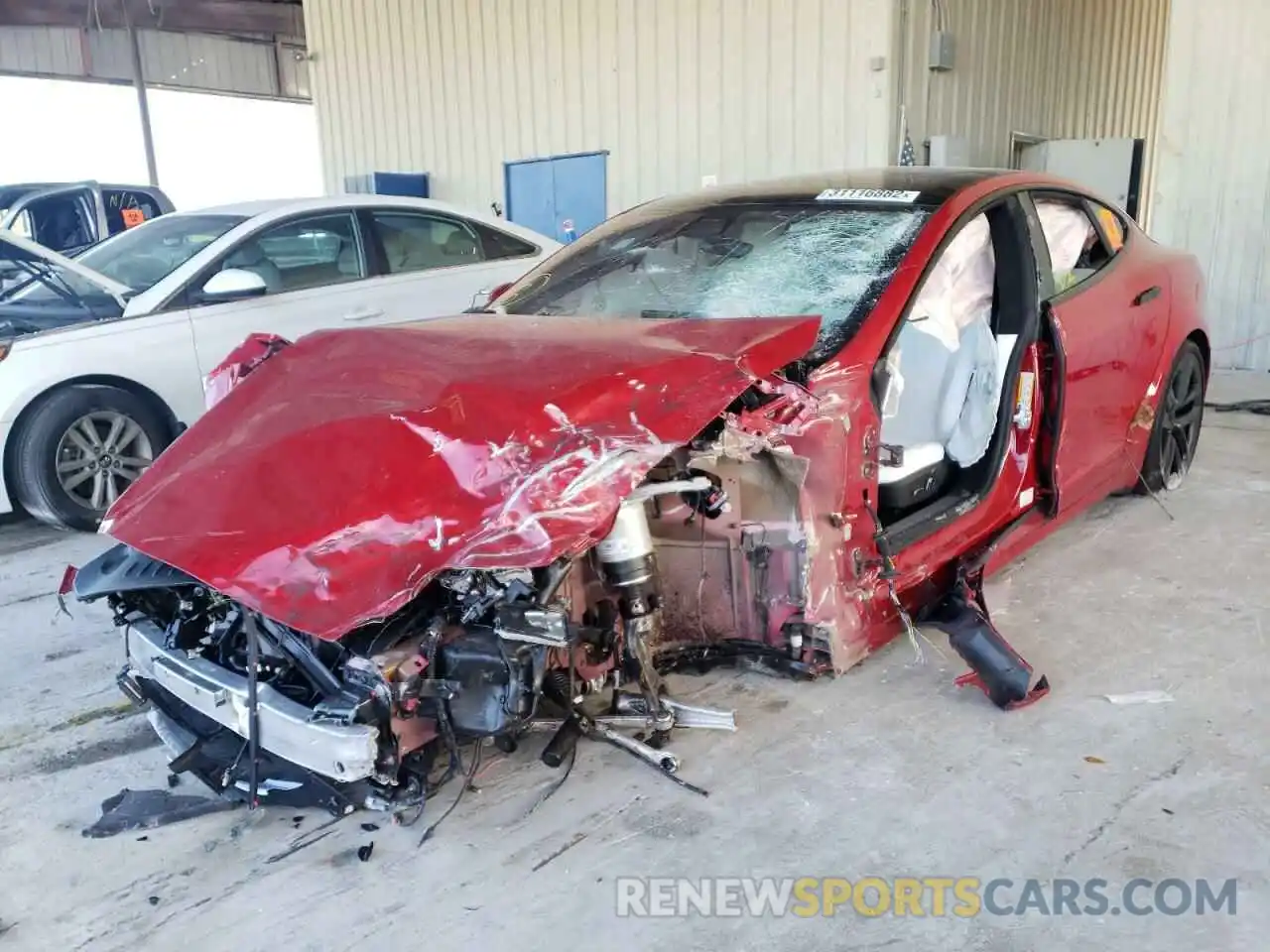 2 Photograph of a damaged car 5YJSA1E55MF451657 TESLA MODEL S 2021