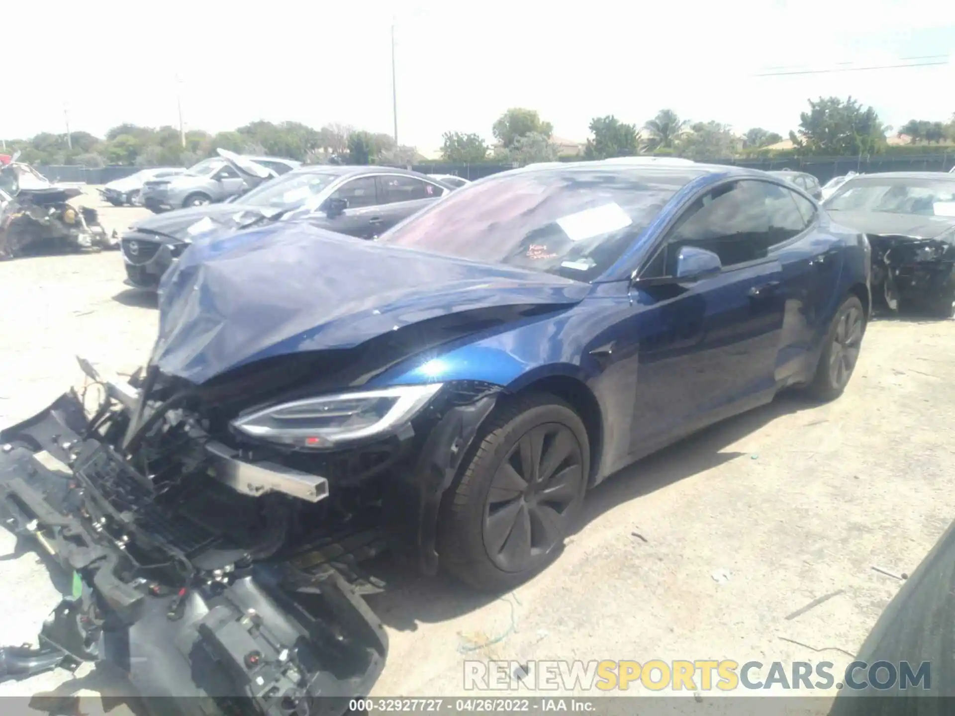 2 Photograph of a damaged car 5YJSA1E55MF454753 TESLA MODEL S 2021