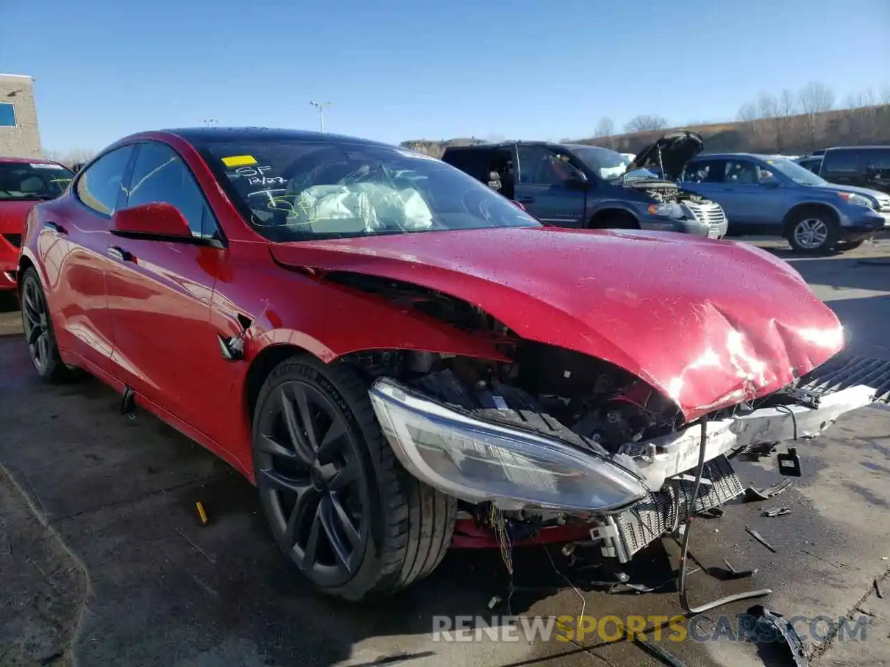 1 Photograph of a damaged car 5YJSA1E59MF436675 TESLA MODEL S 2021