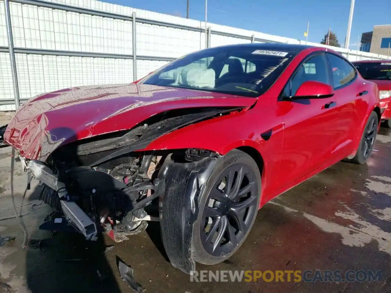 2 Photograph of a damaged car 5YJSA1E59MF436675 TESLA MODEL S 2021