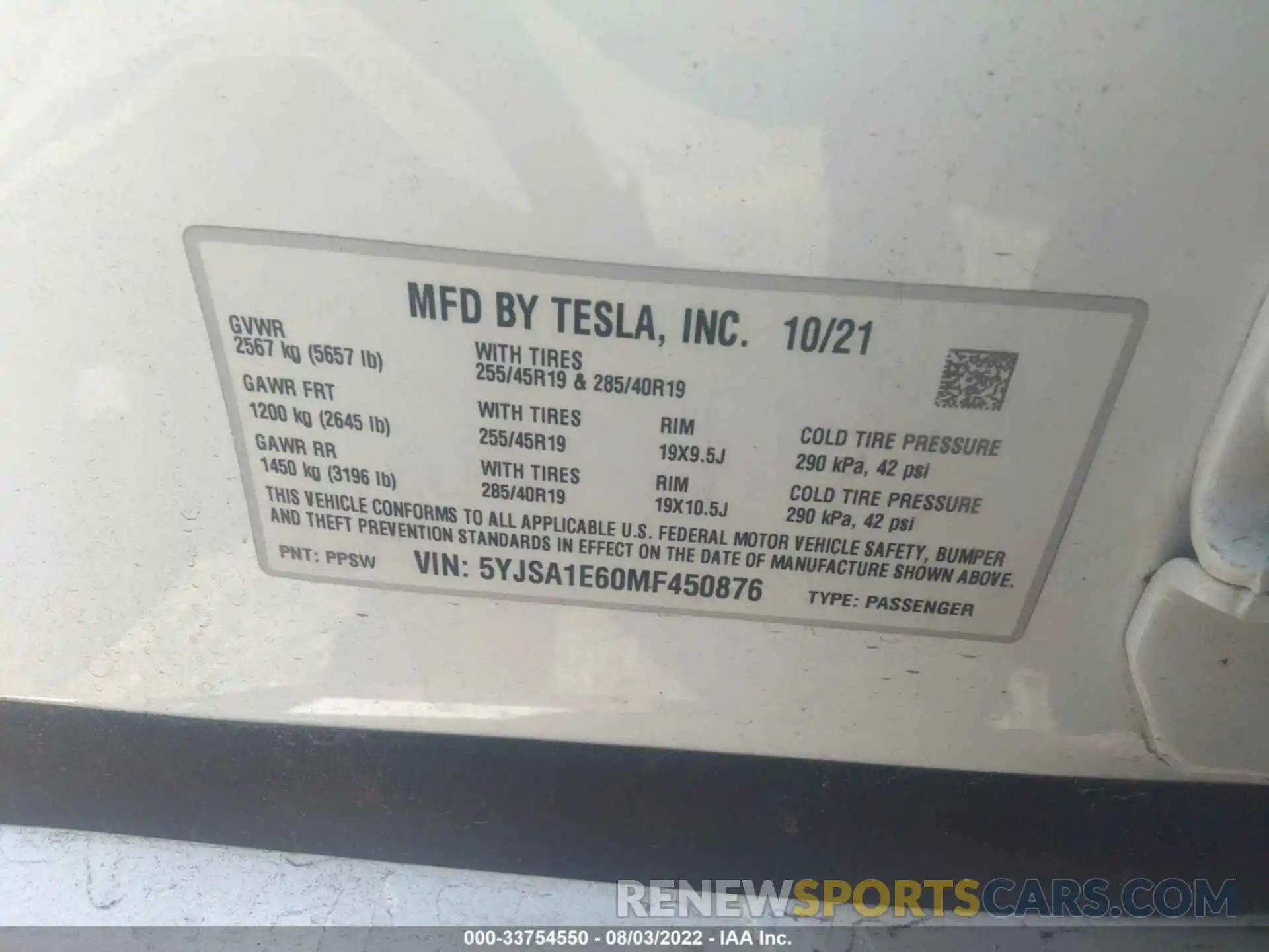 9 Photograph of a damaged car 5YJSA1E60MF450876 TESLA MODEL S 2021