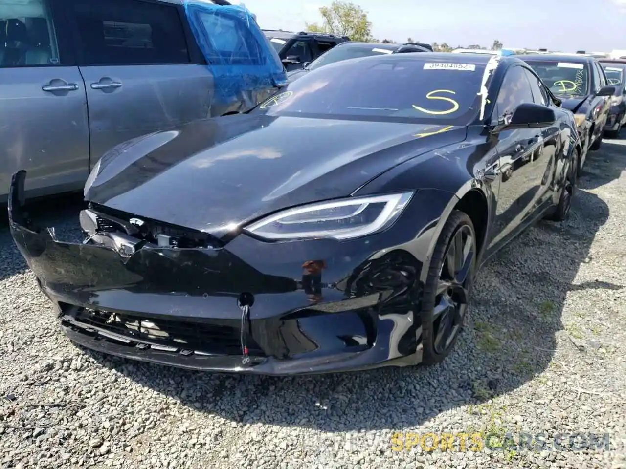 2 Photograph of a damaged car 5YJSA1E61MF443824 TESLA MODEL S 2021