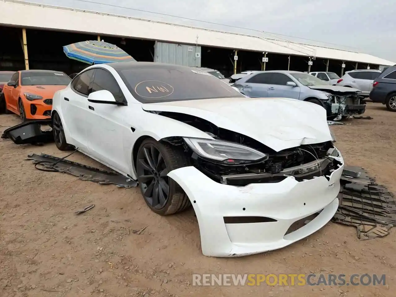 1 Photograph of a damaged car 5YJSA1E62MF438292 TESLA MODEL S 2021