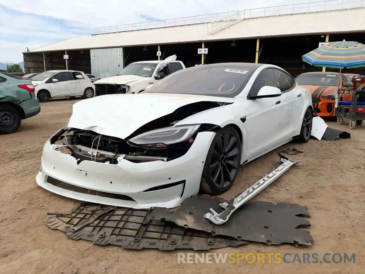 2 Photograph of a damaged car 5YJSA1E62MF438292 TESLA MODEL S 2021