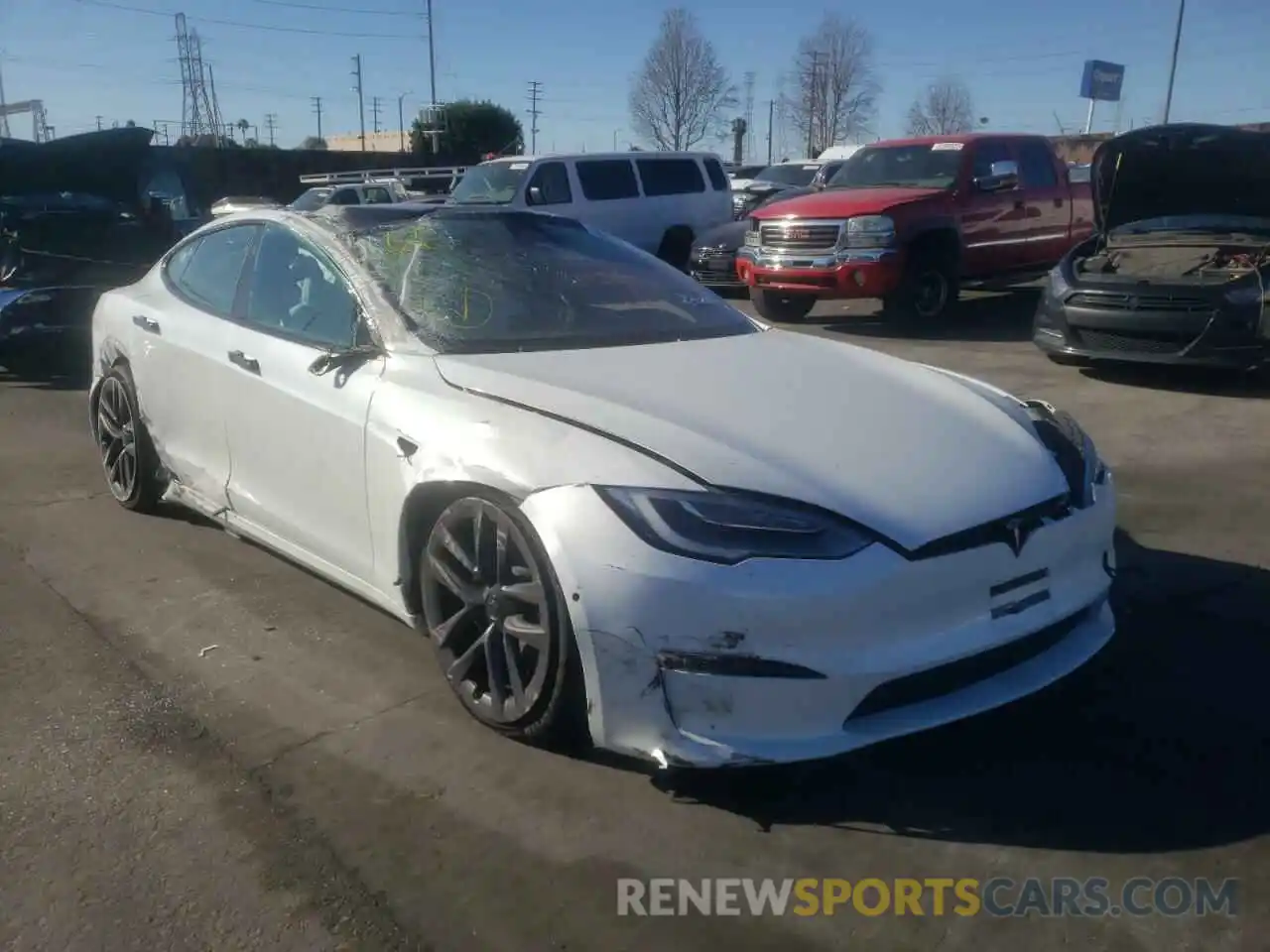 1 Photograph of a damaged car 5YJSA1E63MF435093 TESLA MODEL S 2021