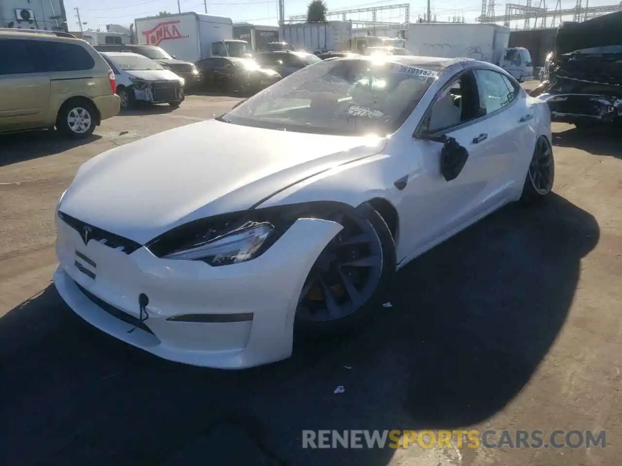 2 Photograph of a damaged car 5YJSA1E63MF435093 TESLA MODEL S 2021