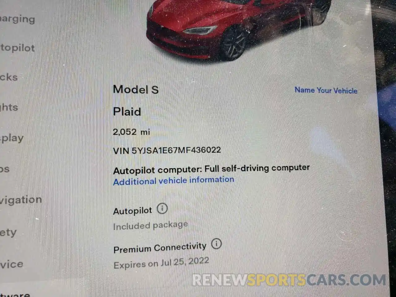 8 Фотография поврежденного автомобиля 5YJSA1E67MF436022 TESLA MODEL S 2021