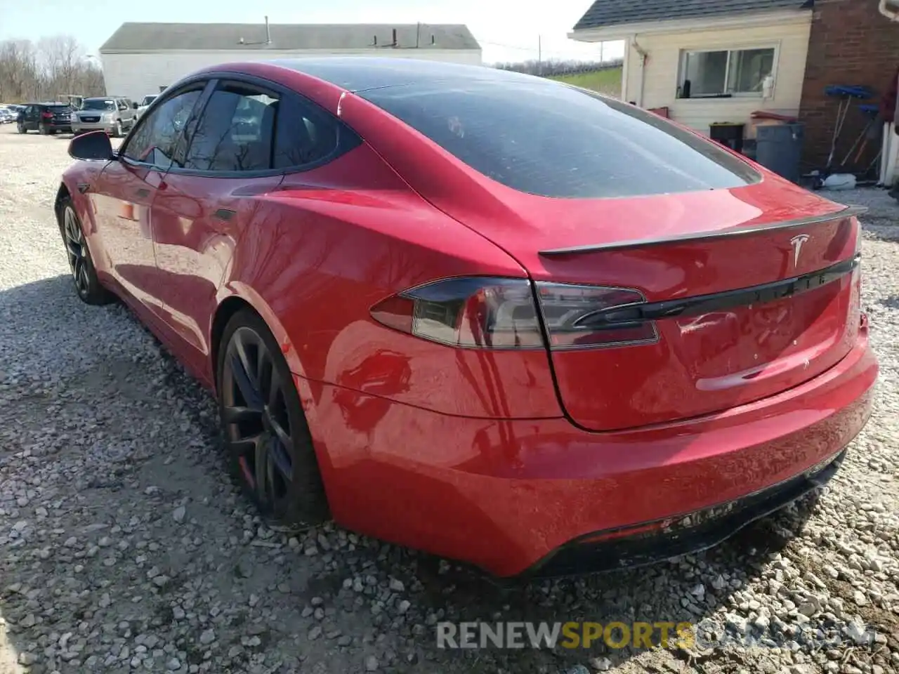 3 Photograph of a damaged car 5YJSA1E69MF437947 TESLA MODEL S 2021