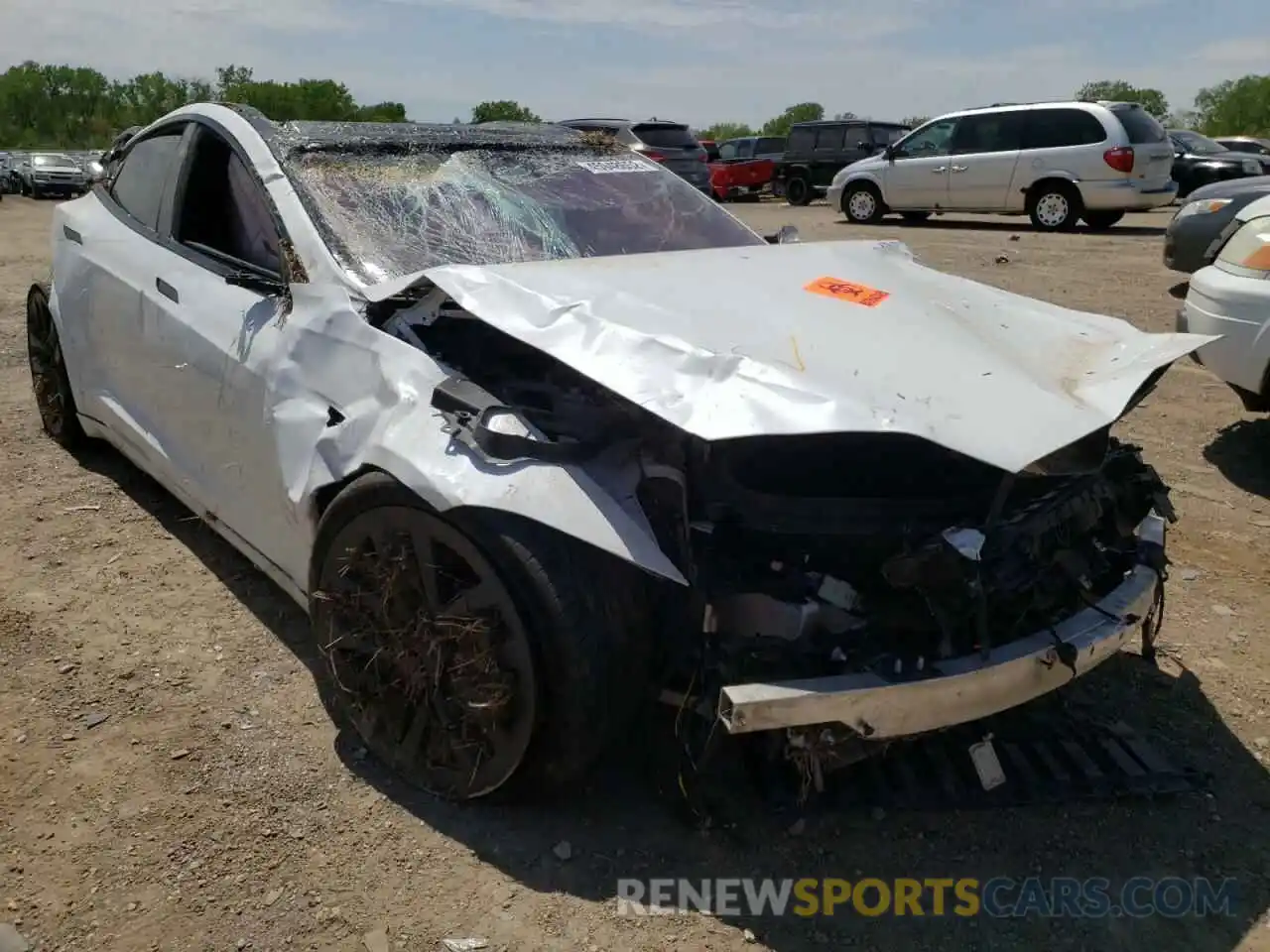 1 Photograph of a damaged car 5YJSA1E69MF443697 TESLA MODEL S 2021