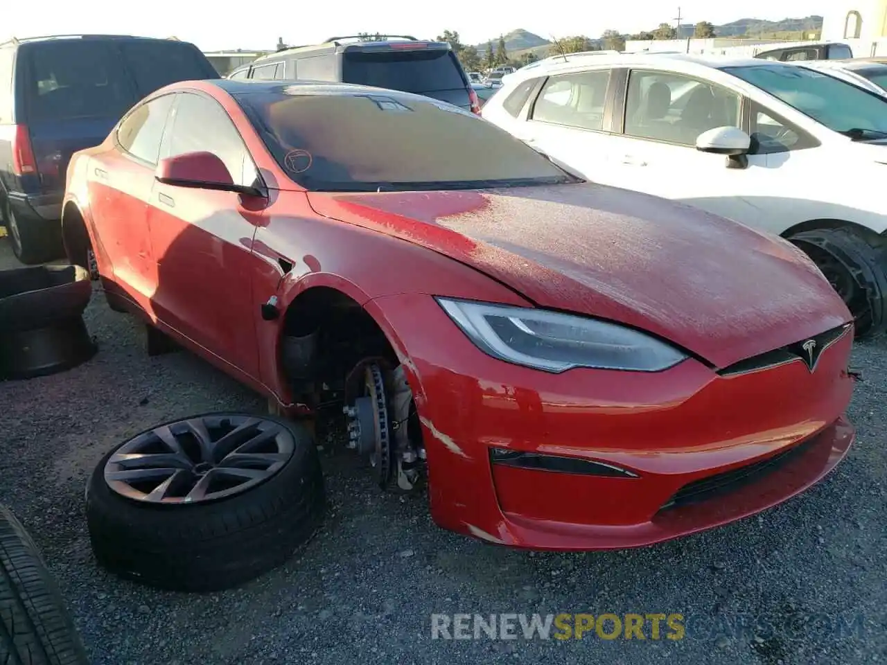 1 Photograph of a damaged car 5YJSA1E69MF446924 TESLA MODEL S 2021