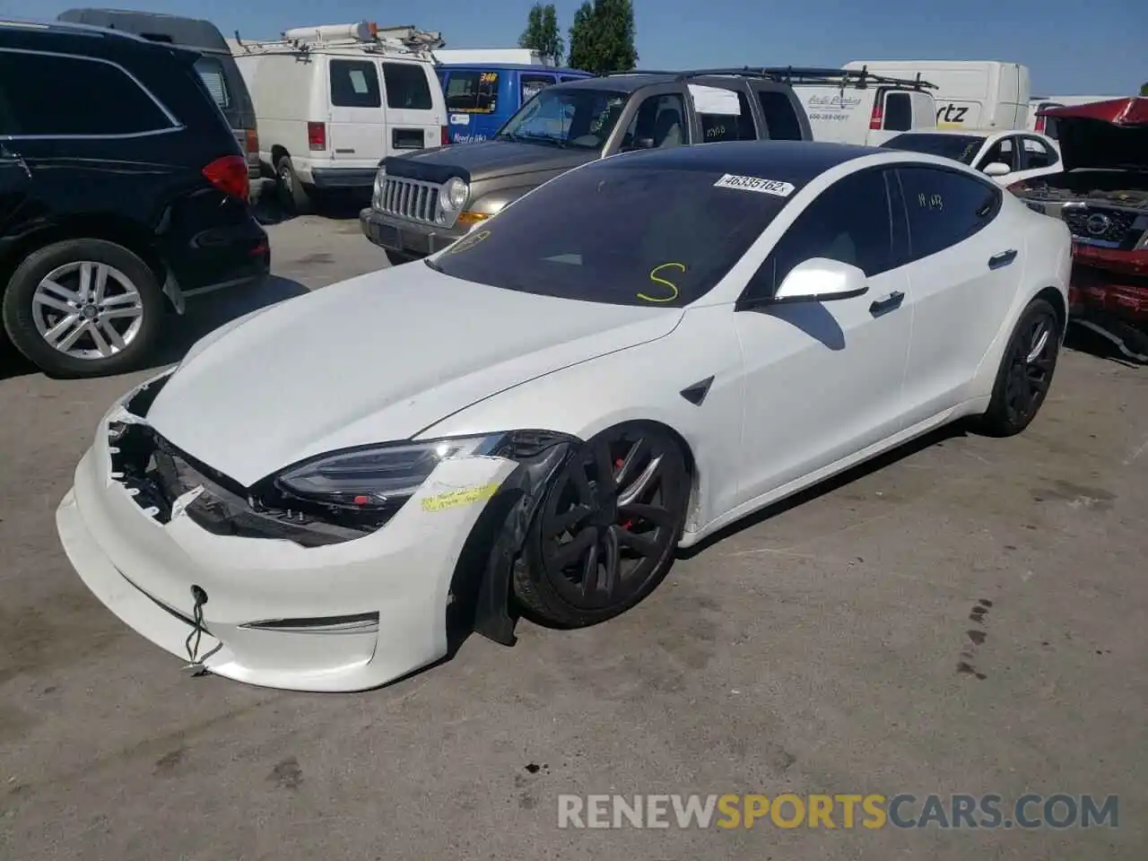 2 Photograph of a damaged car 5YJSA1E69MF446938 TESLA MODEL S 2021