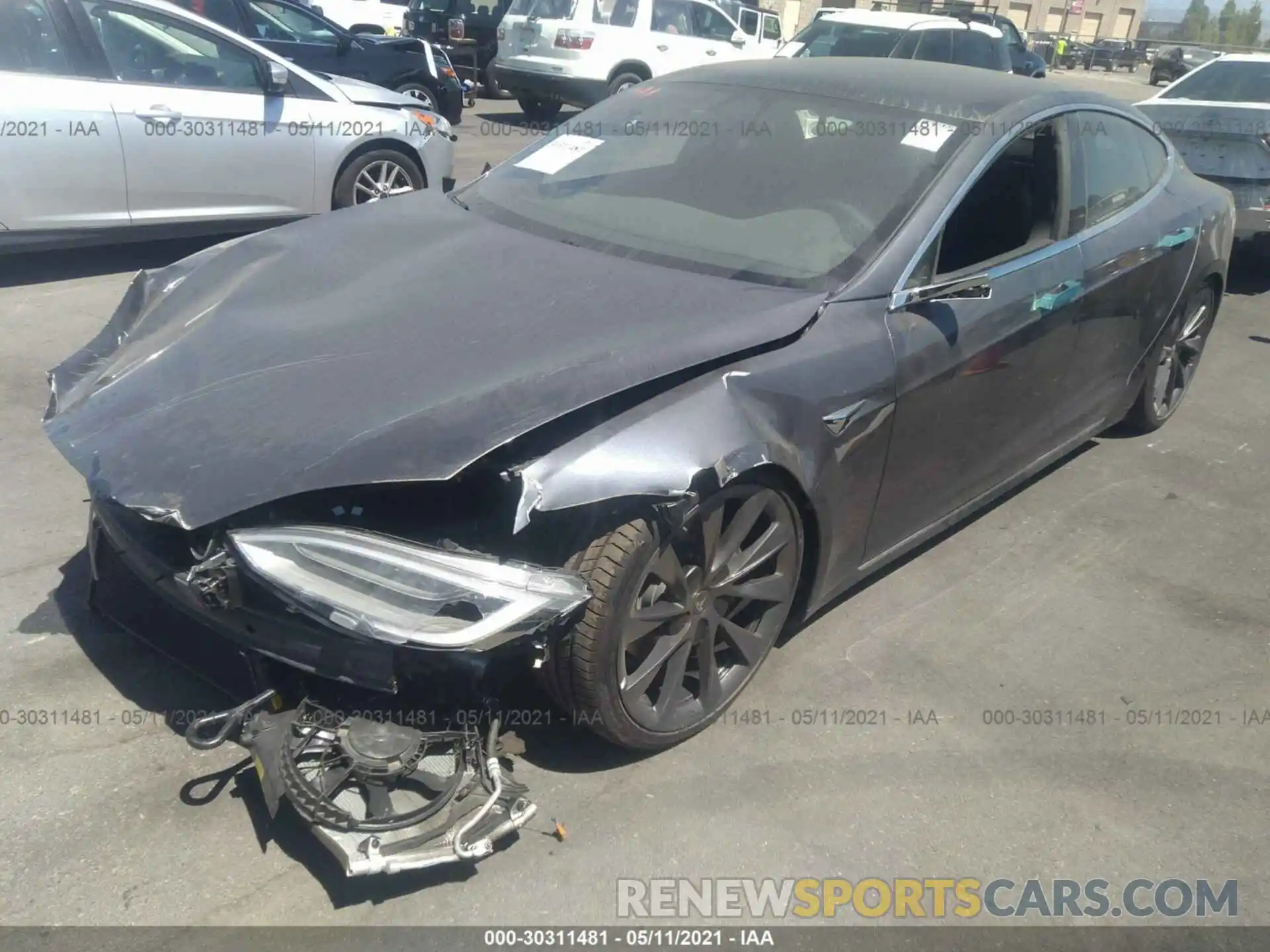 2 Photograph of a damaged car 5YJSA7E21MF421953 TESLA MODEL S 2021