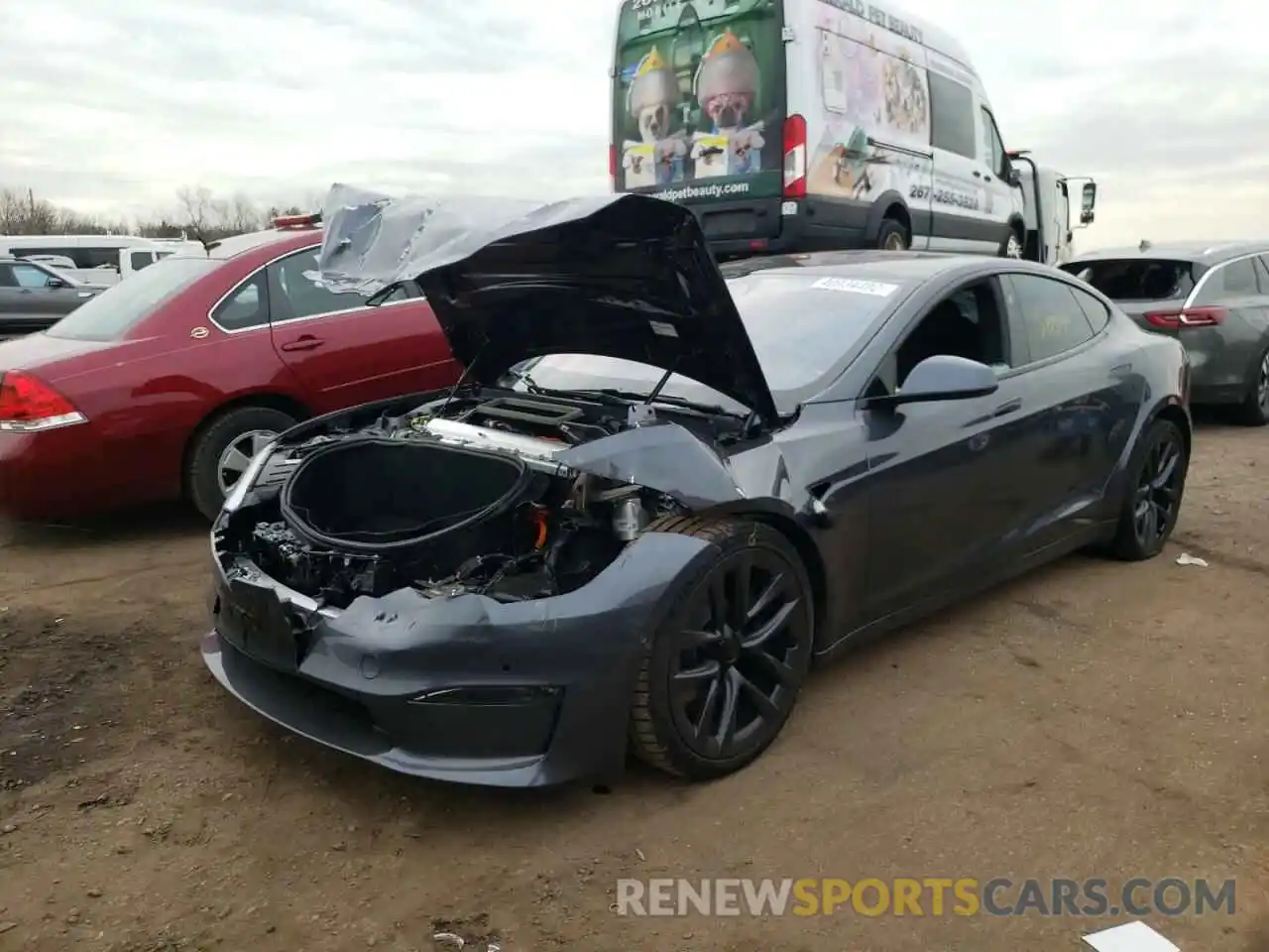 2 Photograph of a damaged car 5YJSA1E52NF469292 TESLA MODEL S 2022