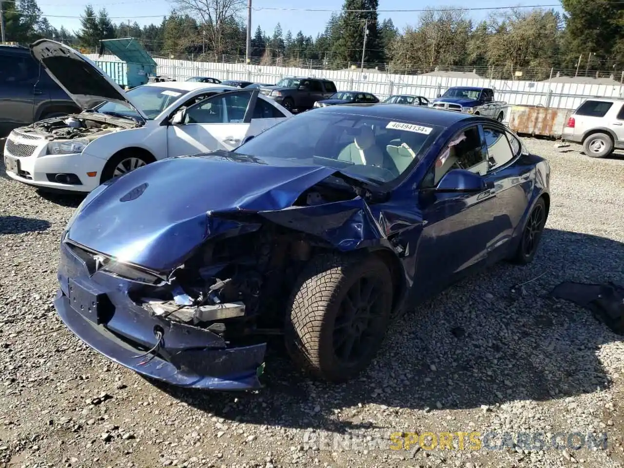 1 Photograph of a damaged car 5YJSA1E53NF465560 TESLA MODEL S 2022