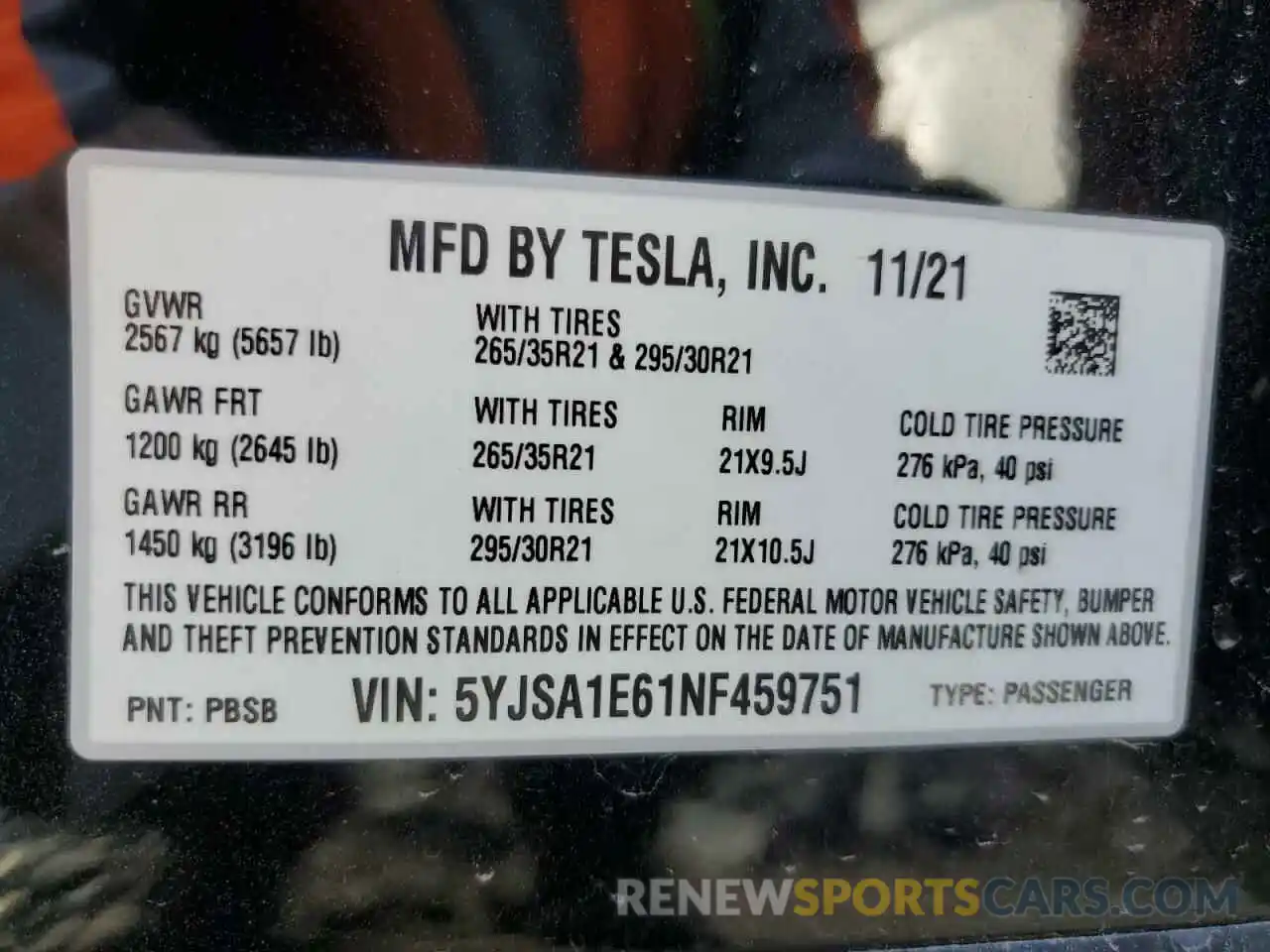 13 Photograph of a damaged car 5YJSA1E61NF459751 TESLA MODEL S 2022