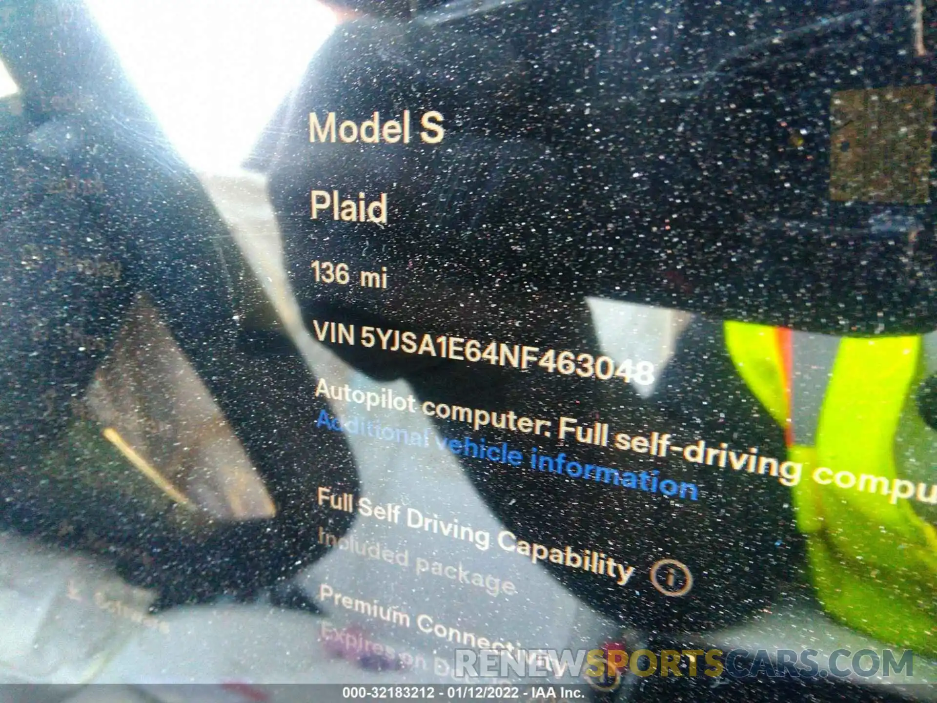 9 Фотография поврежденного автомобиля 5YJSA1E64NF463048 TESLA MODEL S 2022