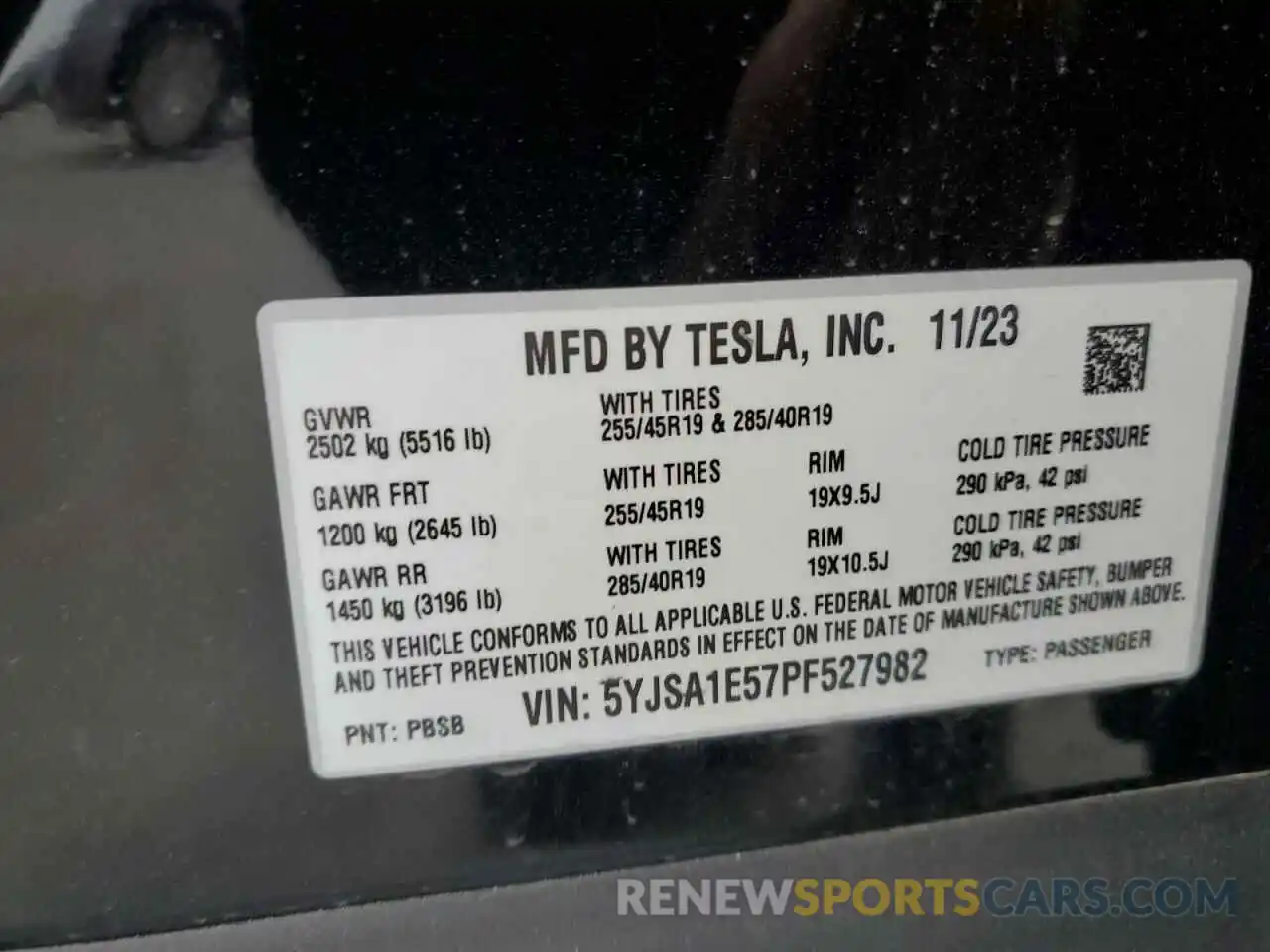 12 Фотография поврежденного автомобиля 5YJSA1E57PF527982 TESLA MODEL S 2023