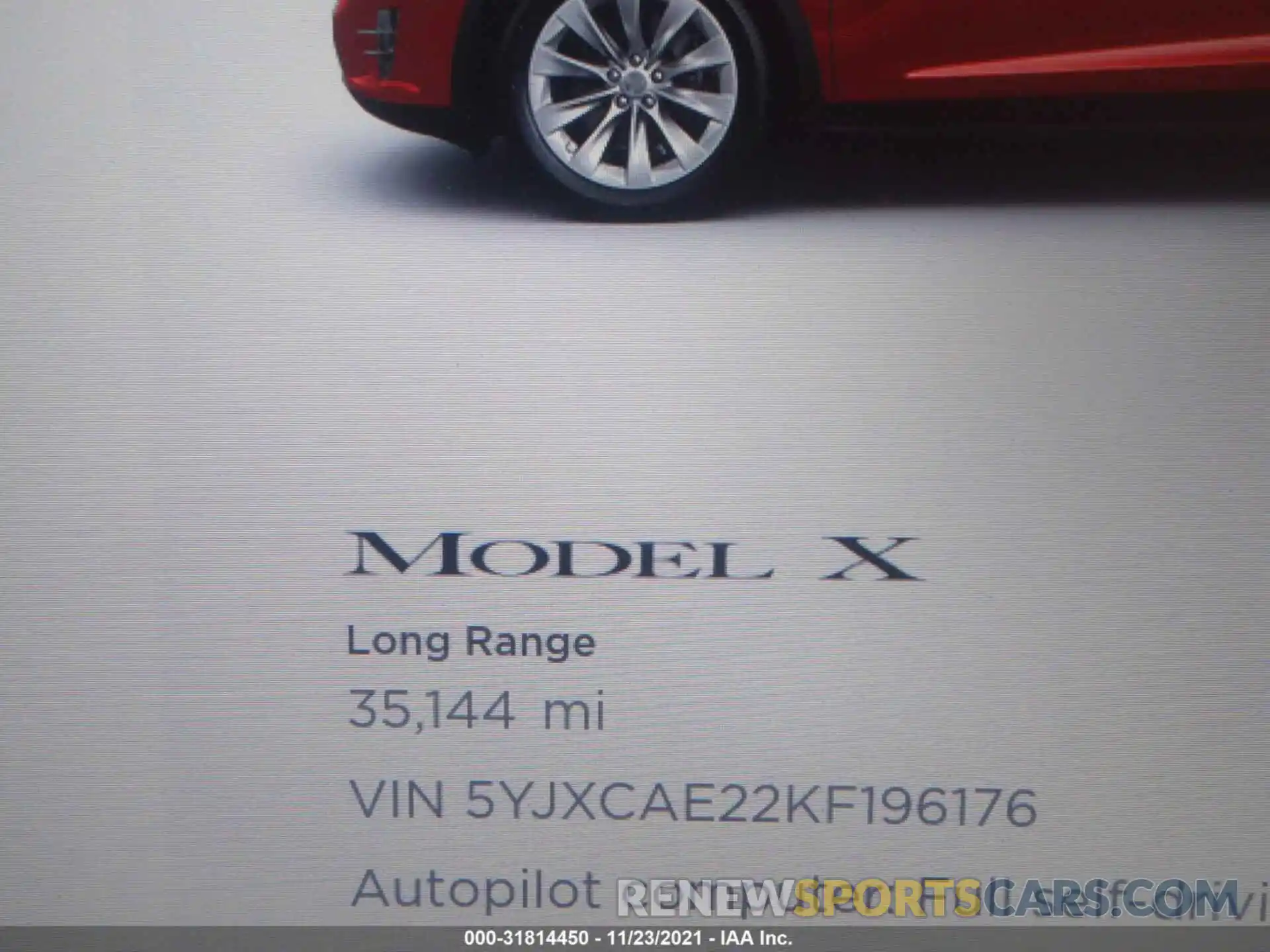 7 Фотография поврежденного автомобиля 5YJXCAE22KF196176 TESLA MODEL X 2019