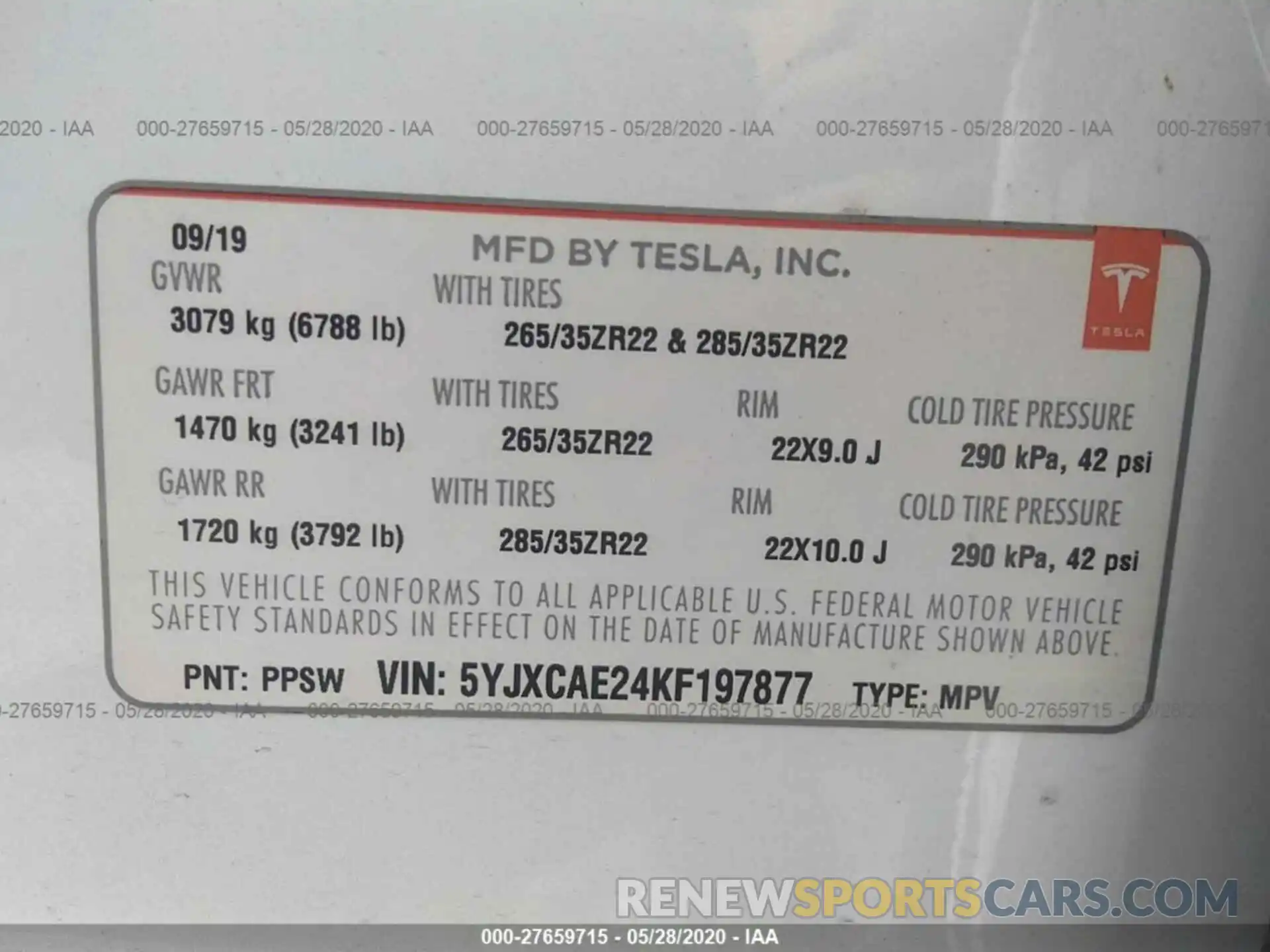 9 Photograph of a damaged car 5YJXCAE24KF197877 TESLA MODEL X 2019