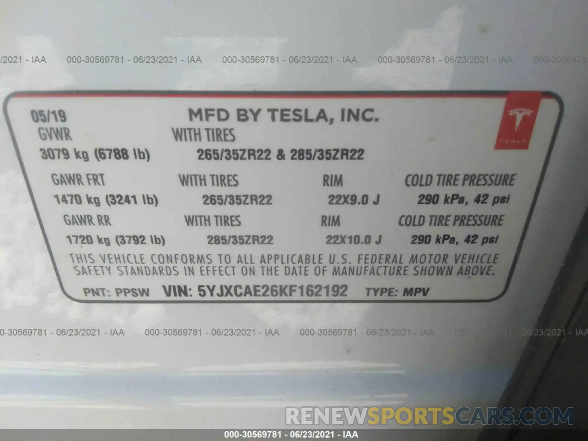 9 Photograph of a damaged car 5YJXCAE26KF162192 TESLA MODEL X 2019