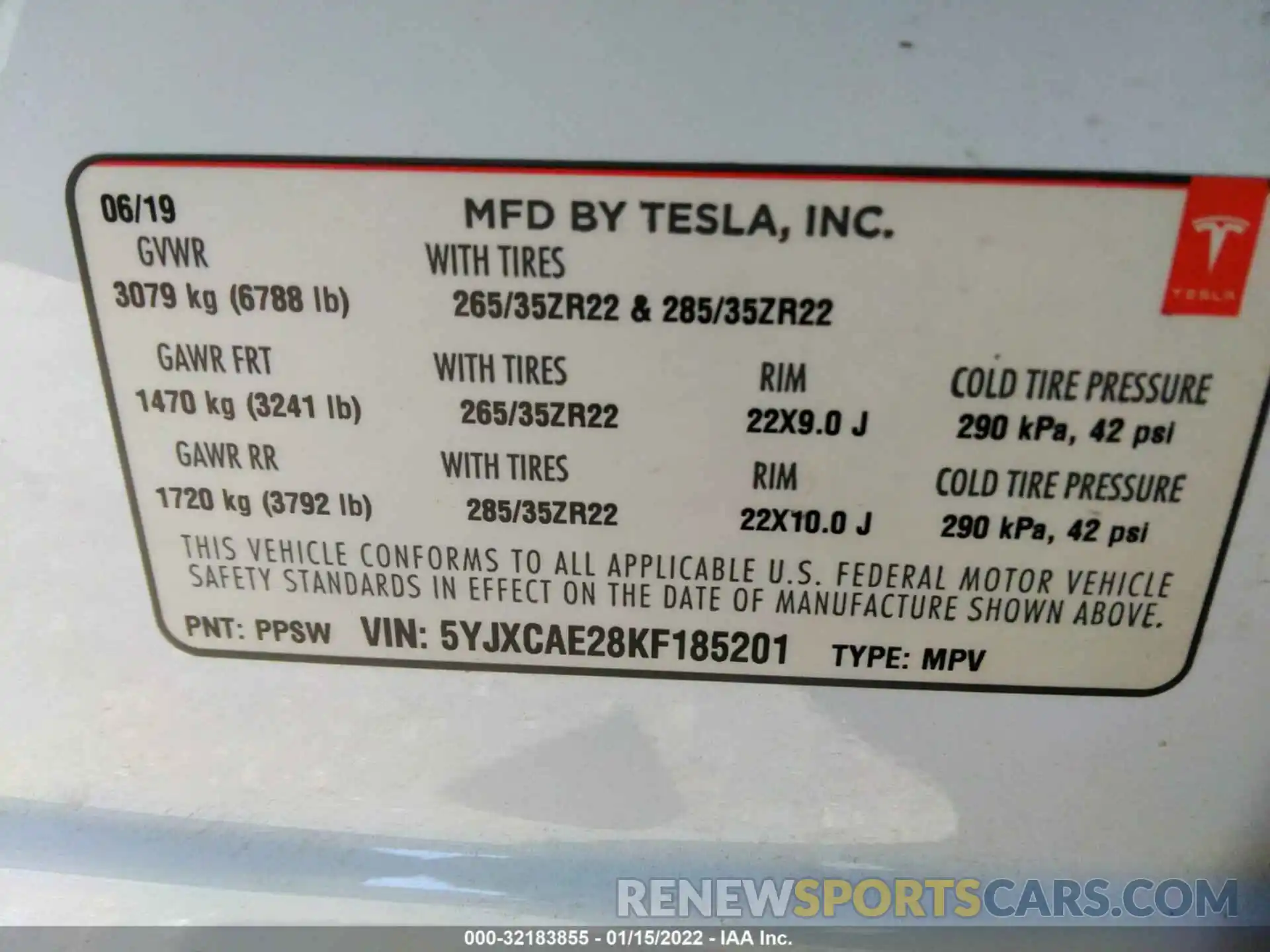 9 Photograph of a damaged car 5YJXCAE28KF185201 TESLA MODEL X 2019