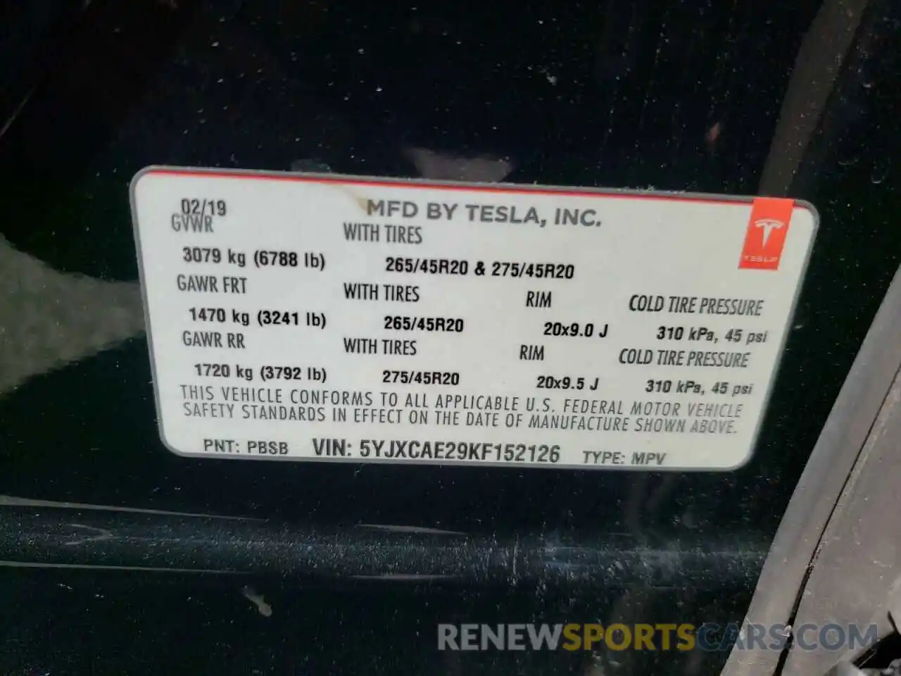 10 Photograph of a damaged car 5YJXCAE29KF152126 TESLA MODEL X 2019