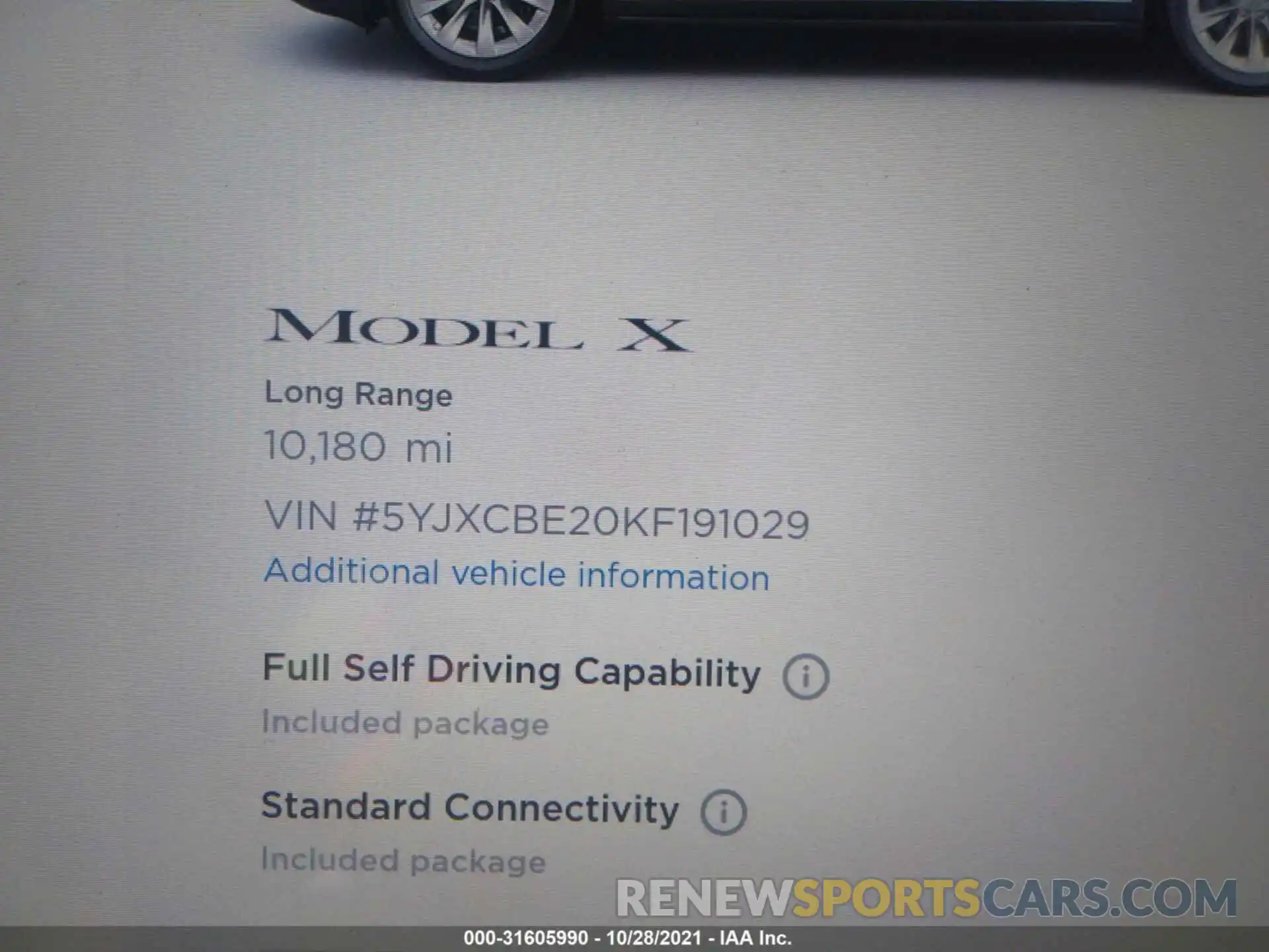 7 Фотография поврежденного автомобиля 5YJXCBE20KF191029 TESLA MODEL X 2019