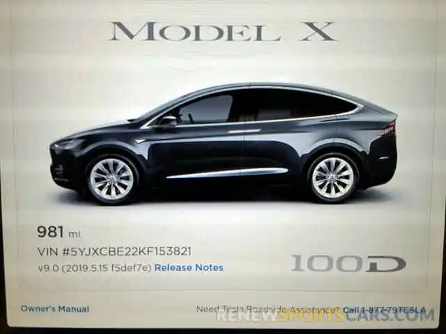 8 Photograph of a damaged car 5YJXCBE22KF153821 TESLA MODEL X 2019