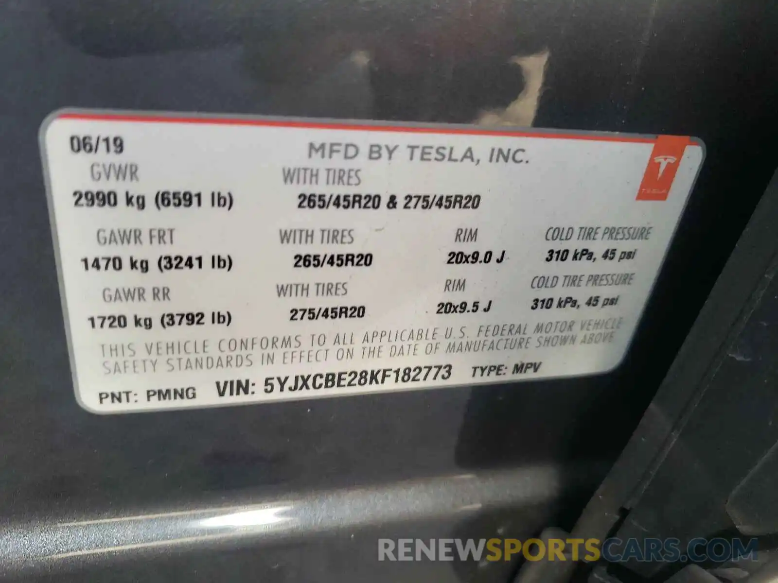 10 Photograph of a damaged car 5YJXCBE28KF182773 TESLA MODEL X 2019