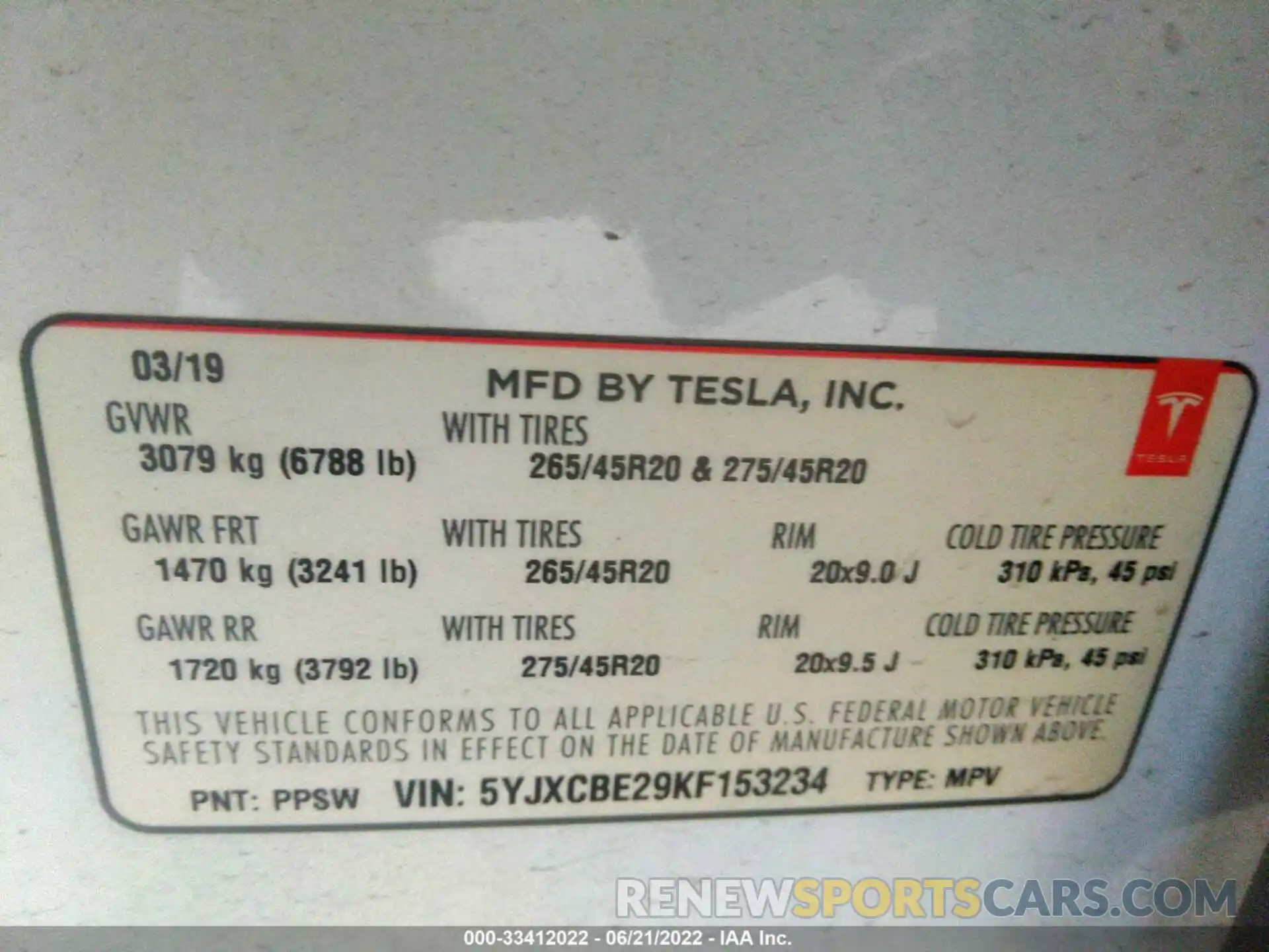 9 Photograph of a damaged car 5YJXCBE29KF153234 TESLA MODEL X 2019