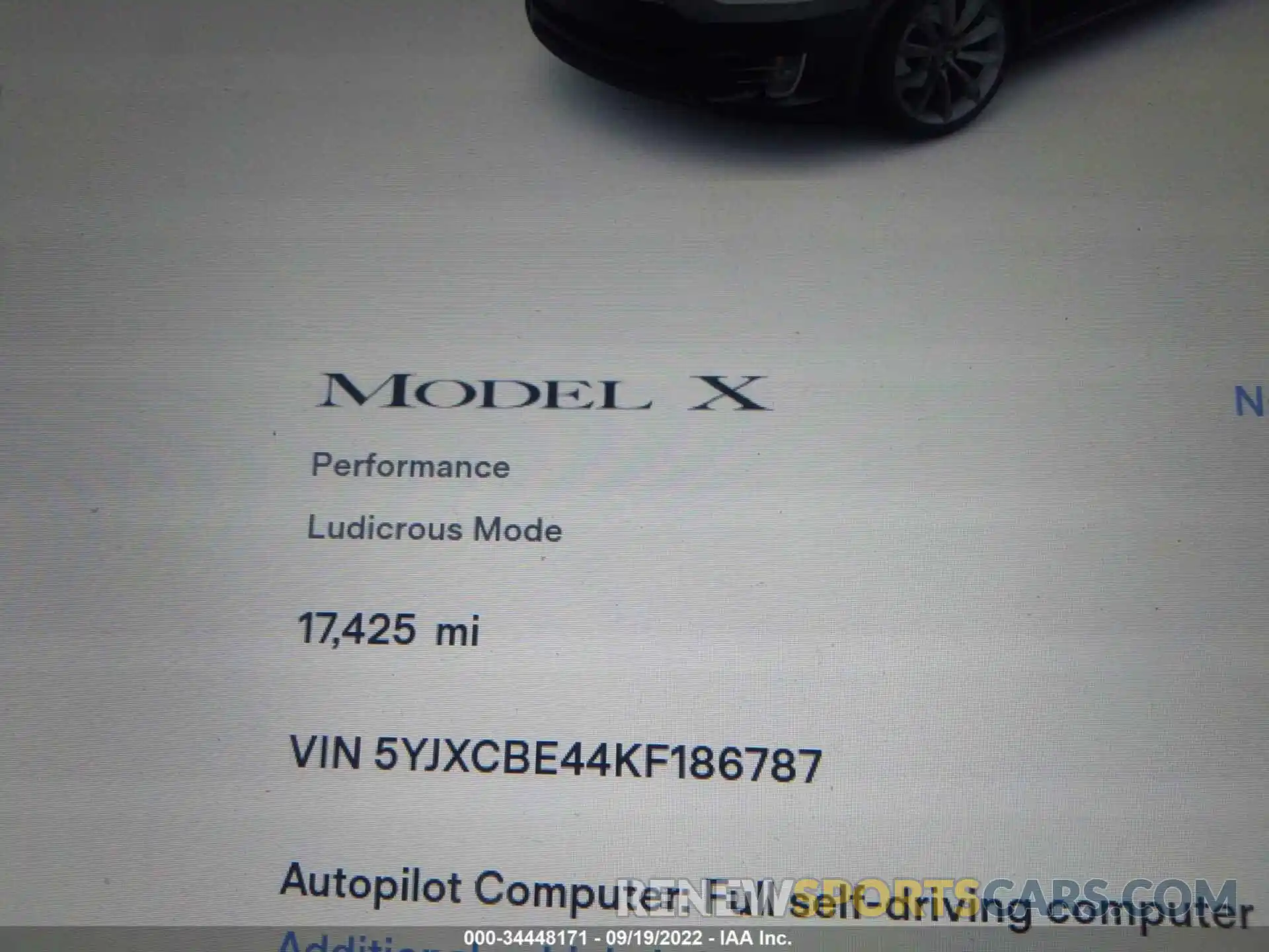 7 Фотография поврежденного автомобиля 5YJXCBE44KF186787 TESLA MODEL X 2019