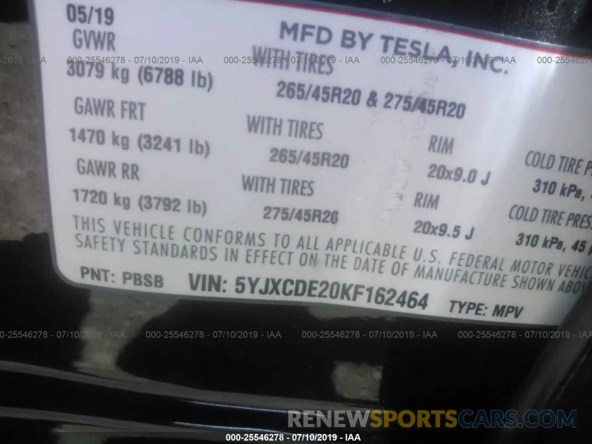 9 Photograph of a damaged car 5YJXCDE20KF162464 TESLA MODEL X 2019