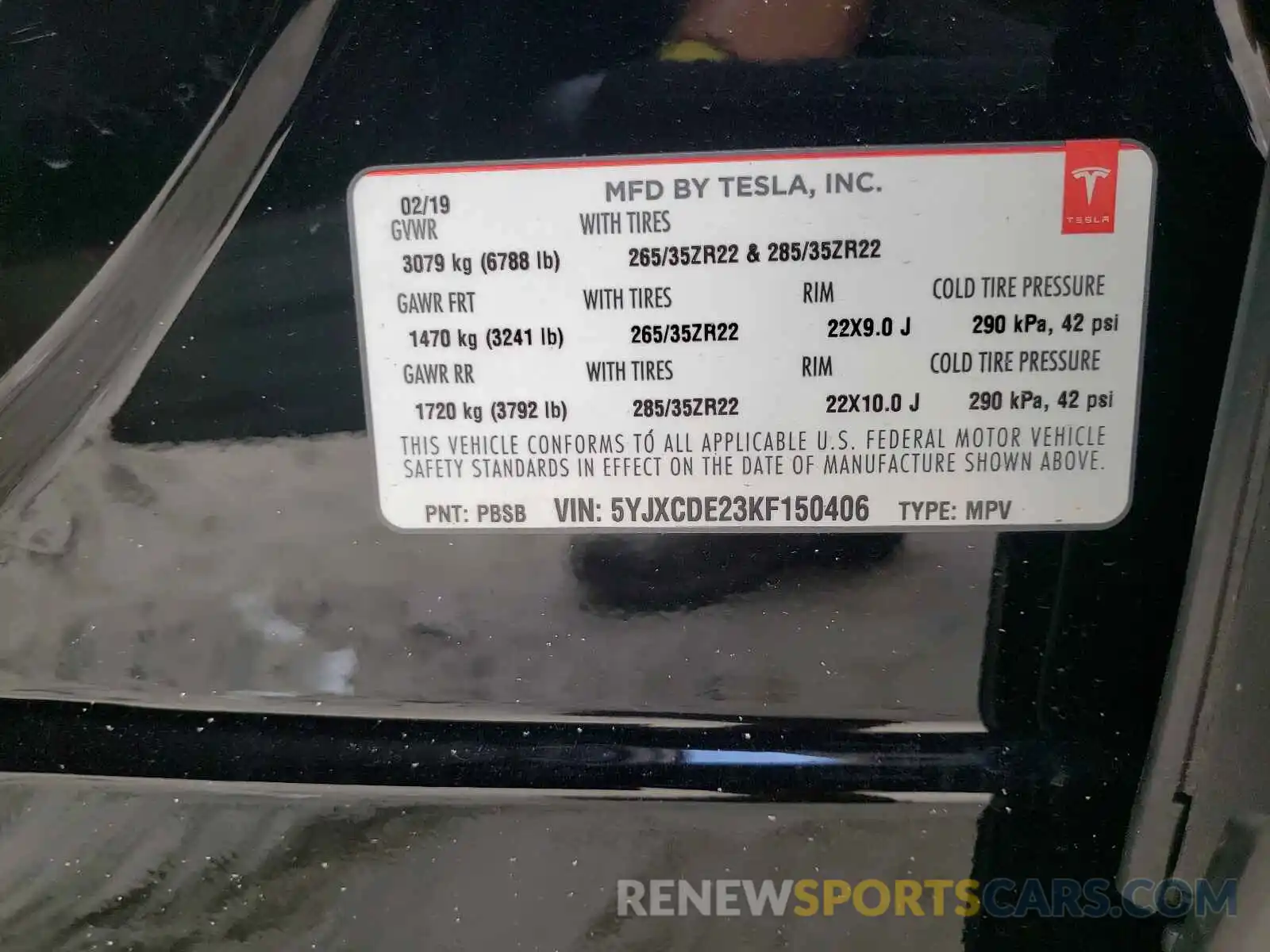 10 Photograph of a damaged car 5YJXCDE23KF150406 TESLA MODEL X 2019