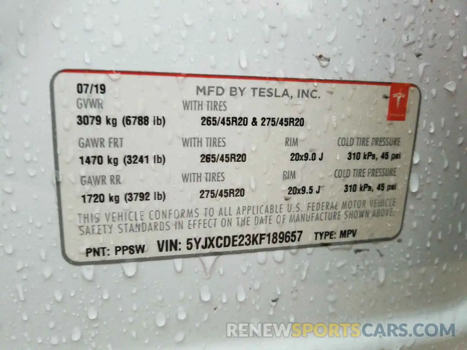 10 Photograph of a damaged car 5YJXCDE23KF189657 TESLA MODEL X 2019