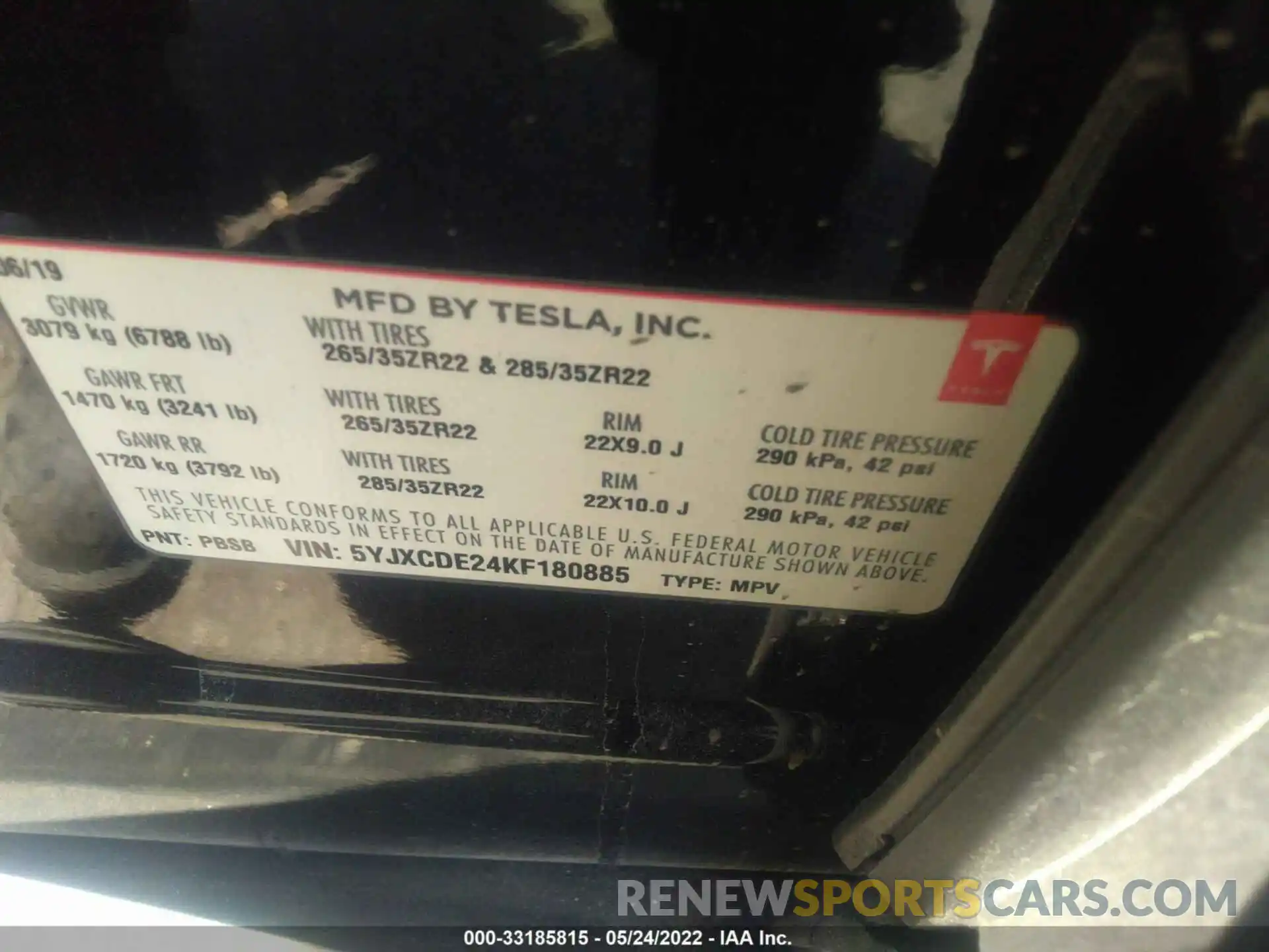 9 Photograph of a damaged car 5YJXCDE24KF180885 TESLA MODEL X 2019