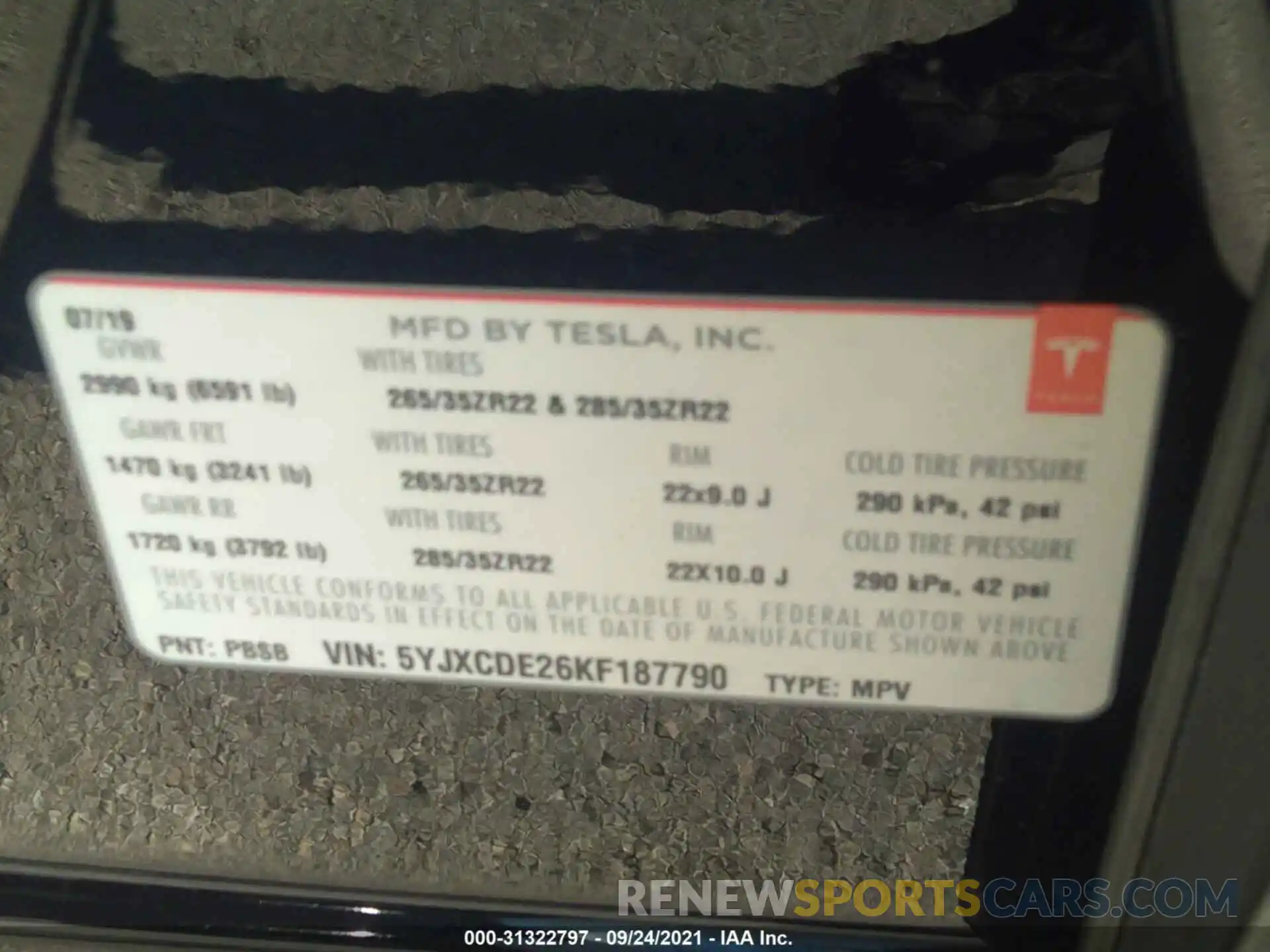 9 Photograph of a damaged car 5YJXCDE26KF187790 TESLA MODEL X 2019