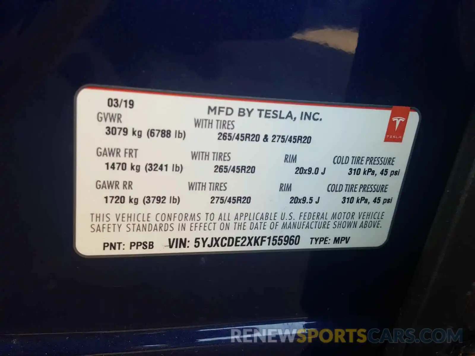 10 Фотография поврежденного автомобиля 5YJXCDE2XKF155960 TESLA MODEL X 2019