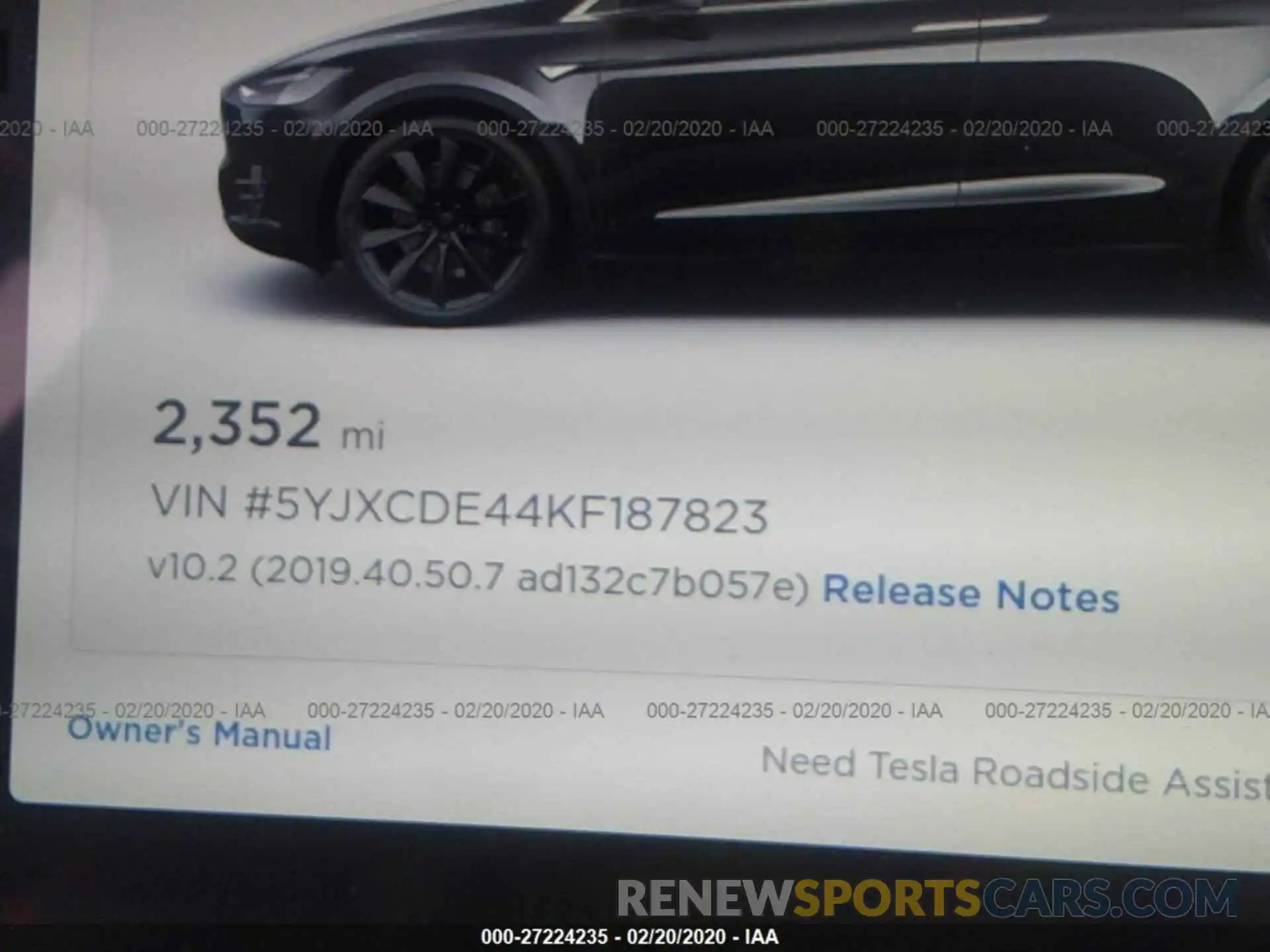 7 Фотография поврежденного автомобиля 5YJXCDE44KF187823 TESLA MODEL X 2019