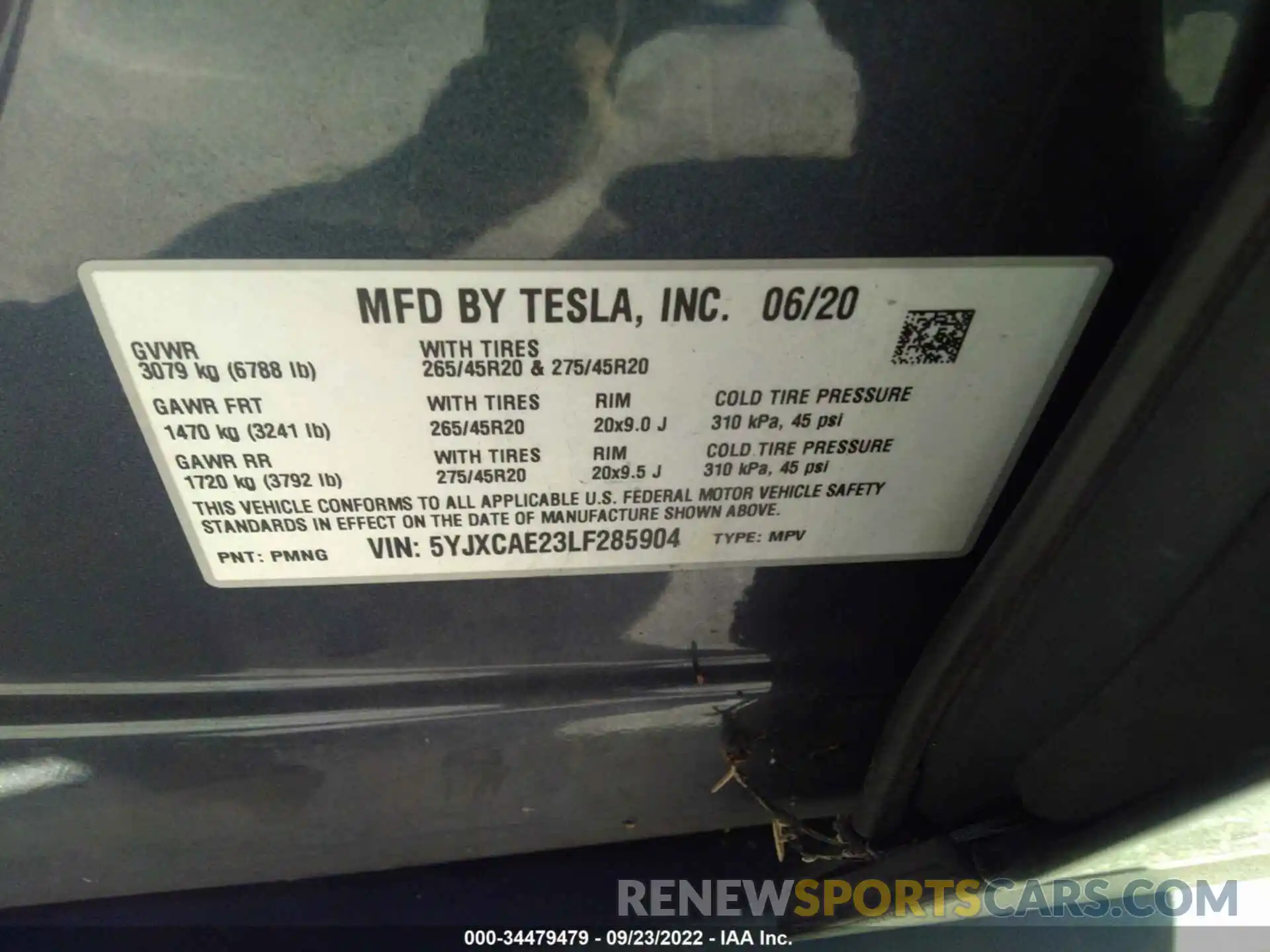 9 Photograph of a damaged car 5YJXCAE23LF285904 TESLA MODEL X 2020