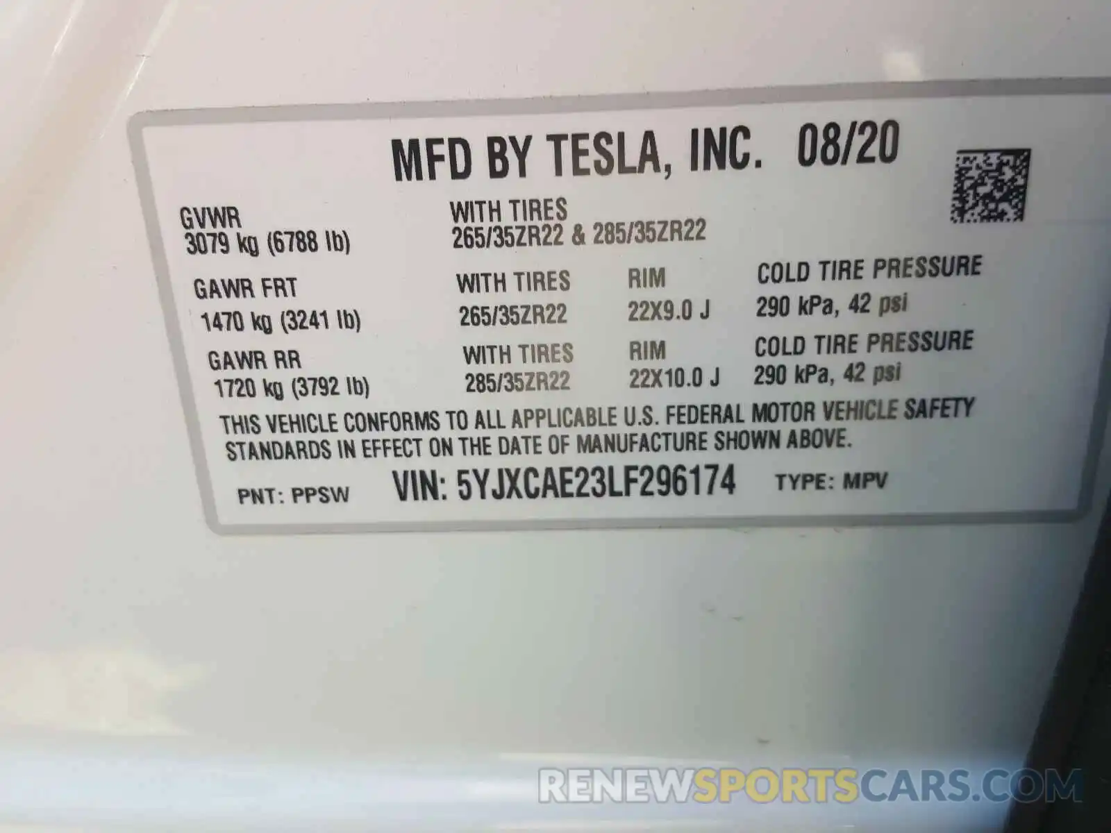 10 Photograph of a damaged car 5YJXCAE23LF296174 TESLA MODEL X 2020