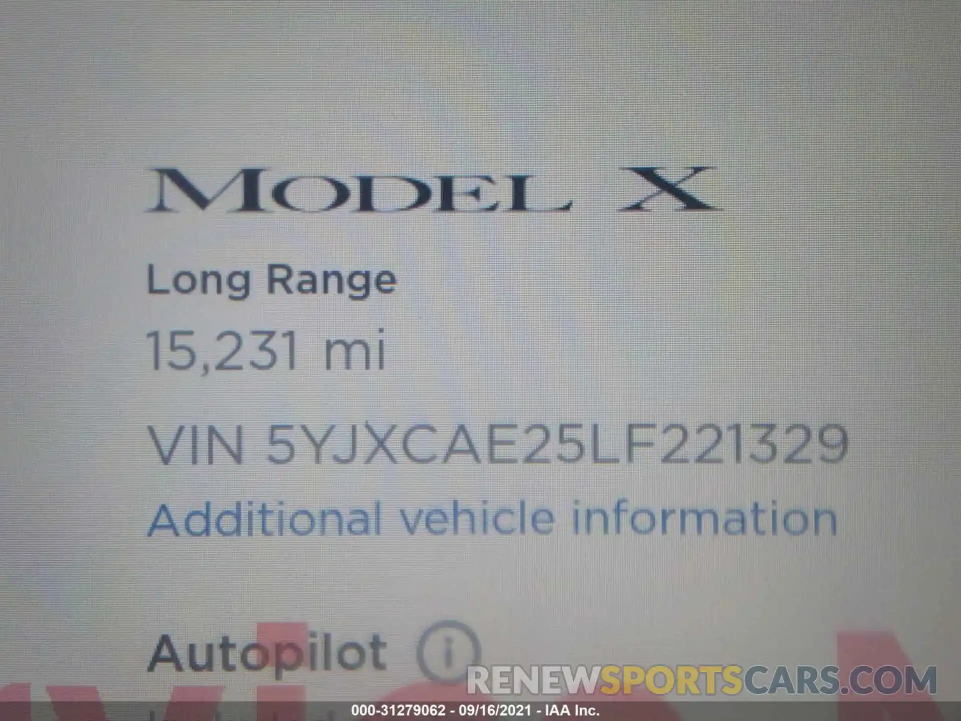 7 Фотография поврежденного автомобиля 5YJXCAE25LF221329 TESLA MODEL X 2020