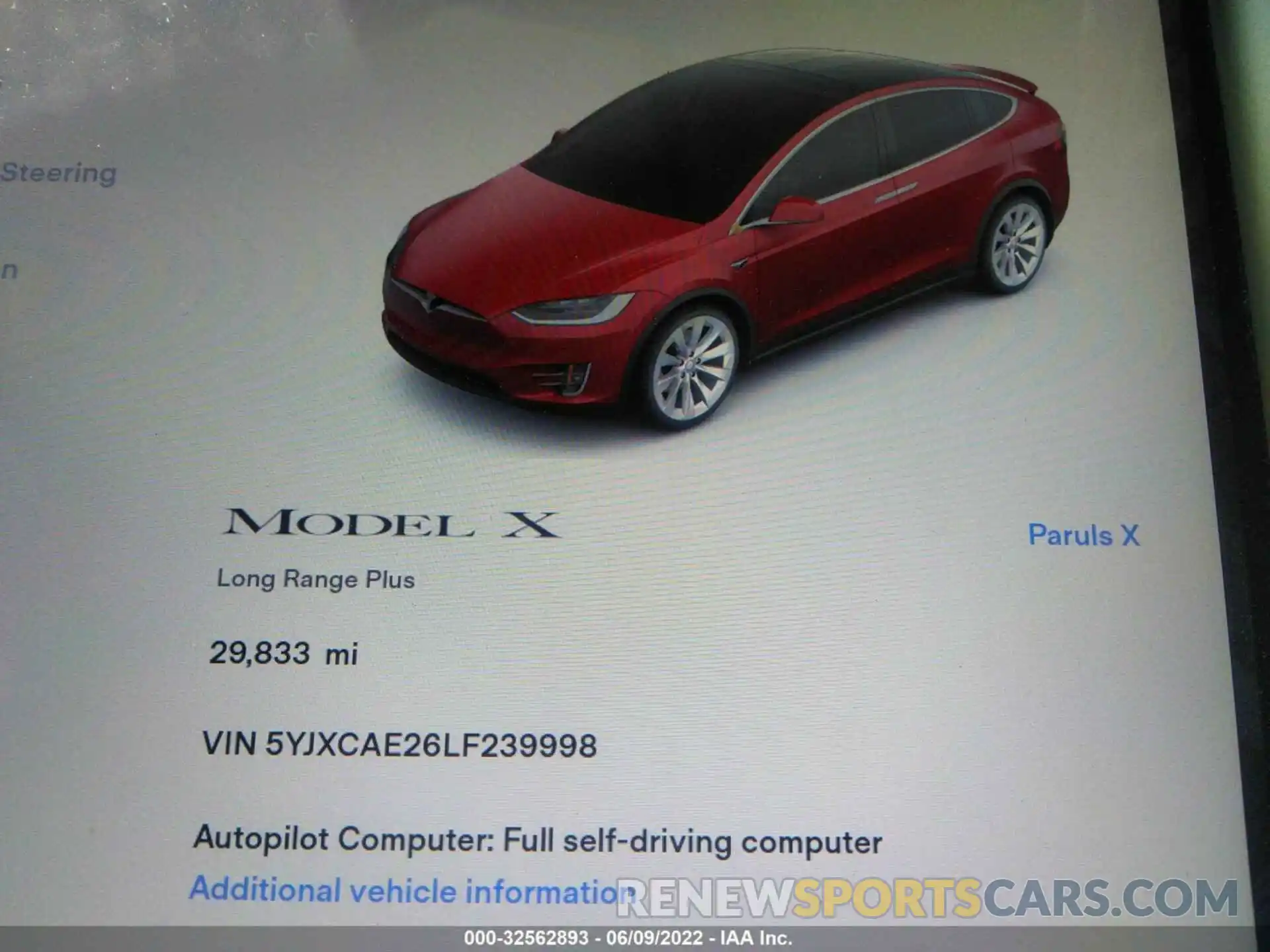 7 Фотография поврежденного автомобиля 5YJXCAE26LF239998 TESLA MODEL X 2020