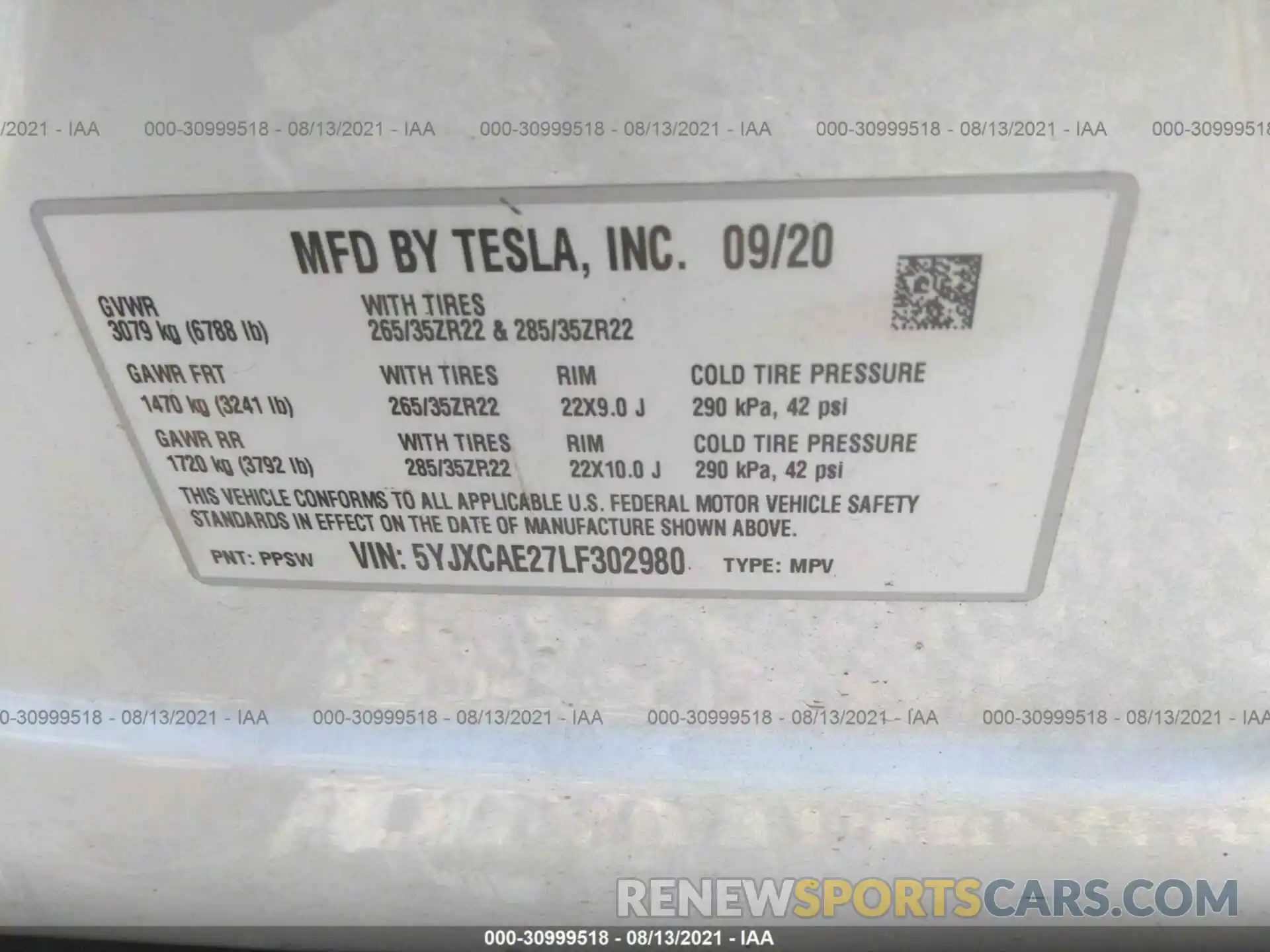 9 Photograph of a damaged car 5YJXCAE27LF302980 TESLA MODEL X 2020