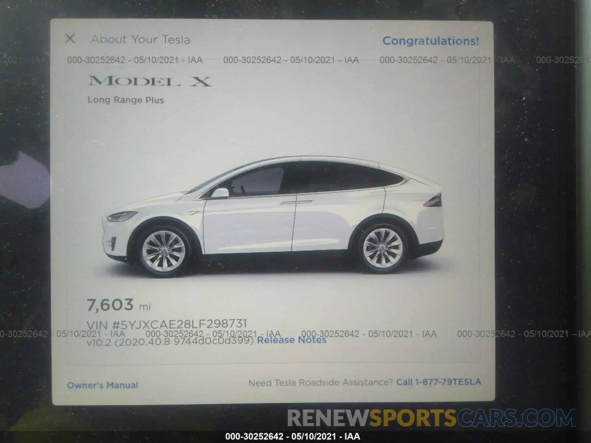 7 Фотография поврежденного автомобиля 5YJXCAE28LF298731 TESLA MODEL X 2020